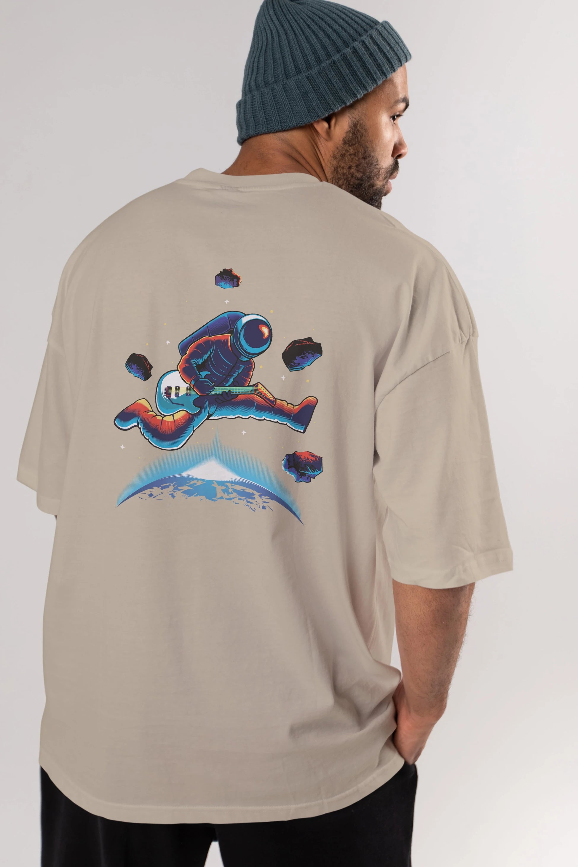 Astroguitar Arka Baskılı Oversize t-shirt Erkek Kadın Unisex