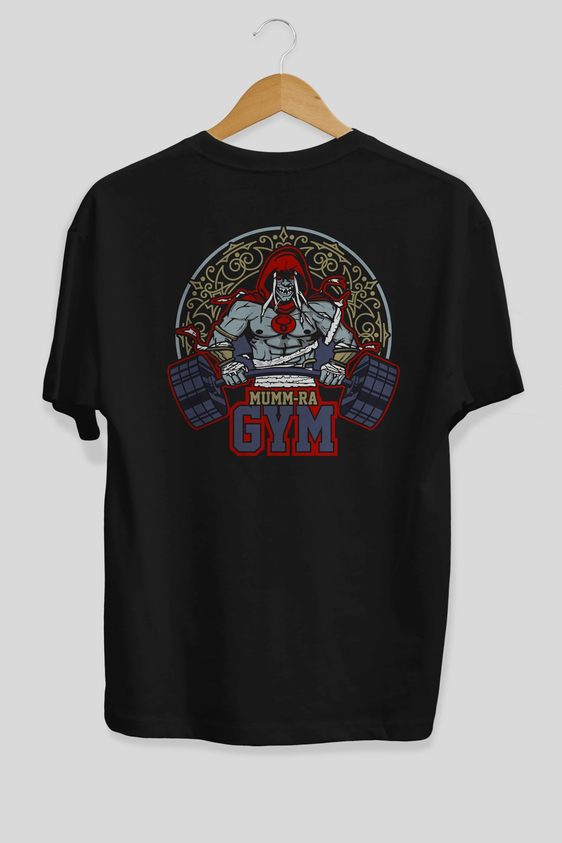 Mumm-ra GYM Arka Baskılı Oversize t-shirt Erkek Kadın Unisex %100 Pamuk Bisiklet Yaka tişort