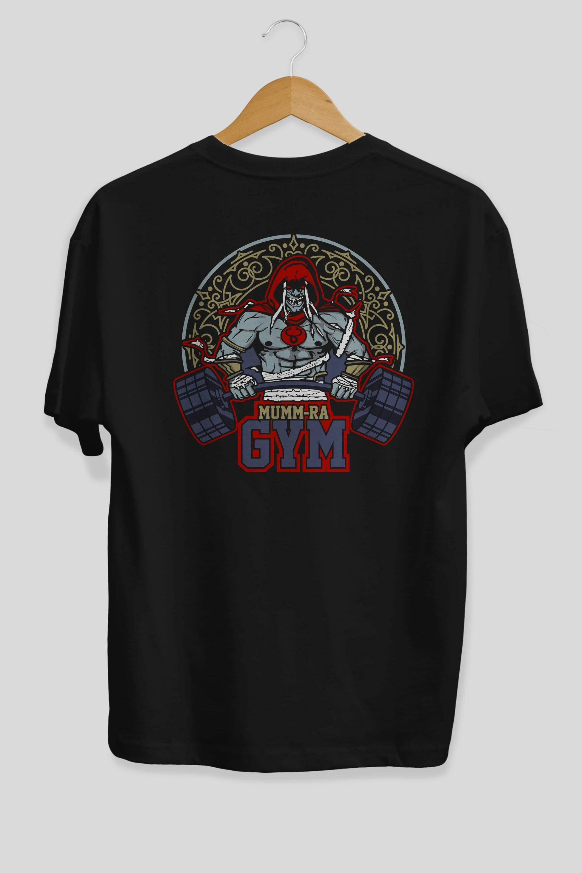 Mumm-ra GYM Arka Baskılı Oversize t-shirt Erkek Kadın Unisex %100 Pamuk Bisiklet Yaka tişort