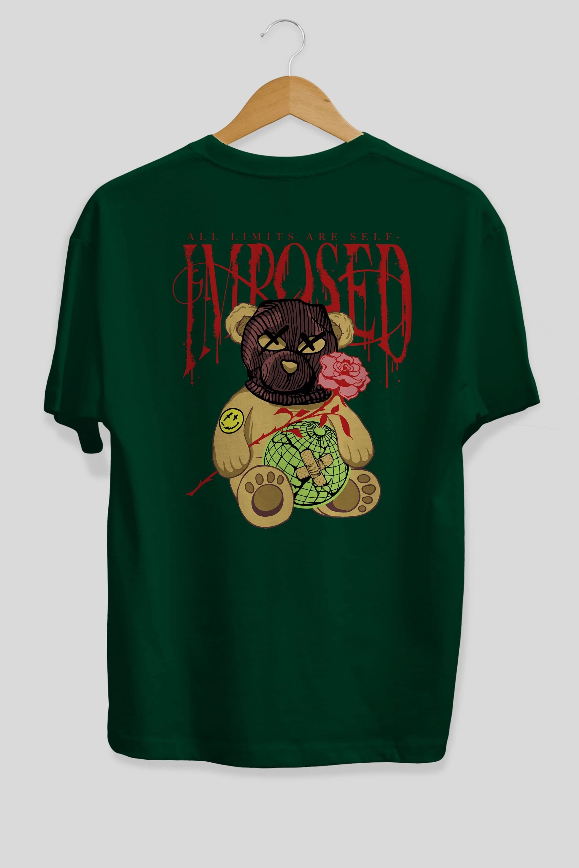 All Limits Bear Arka Baskılı Oversize t-shirt Erkek Kadın Unisex