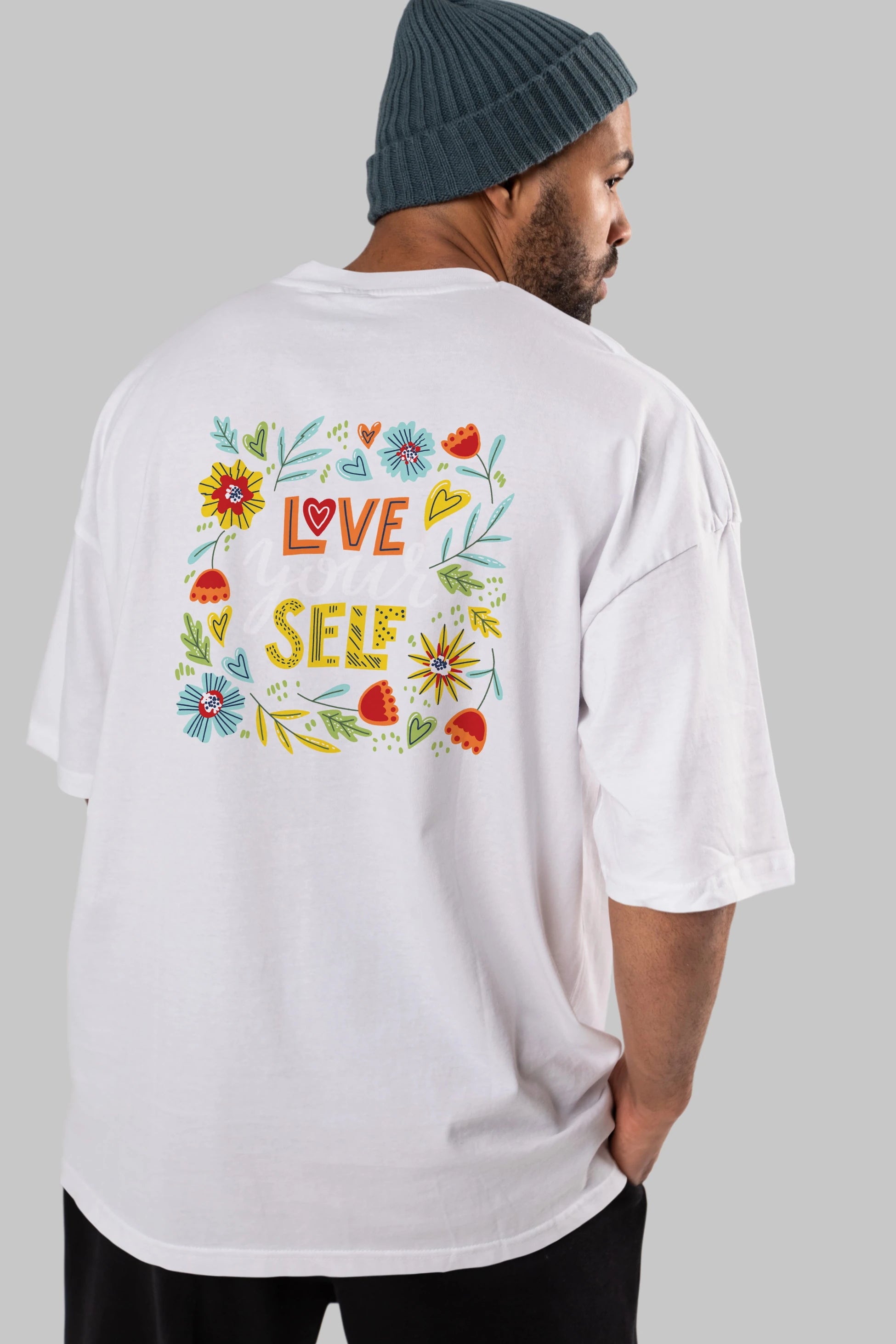 Love Yourself Yazılı Arka Baskılı Oversize t-shirt Erkek Kadın Unisex