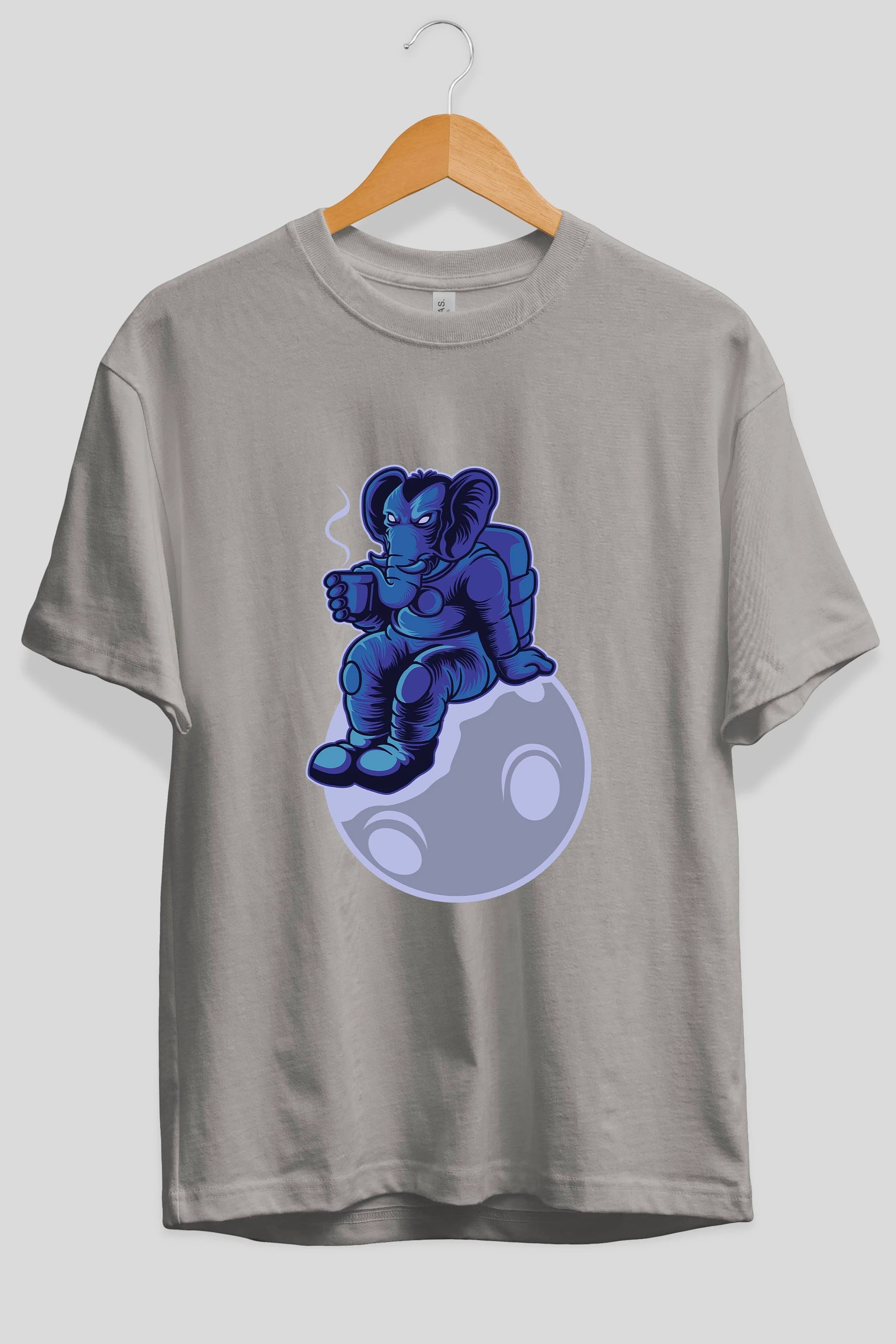Space Elephant Drink Coffee Ön Baskılı Oversize t-shirt Erkek Kadın Unisex