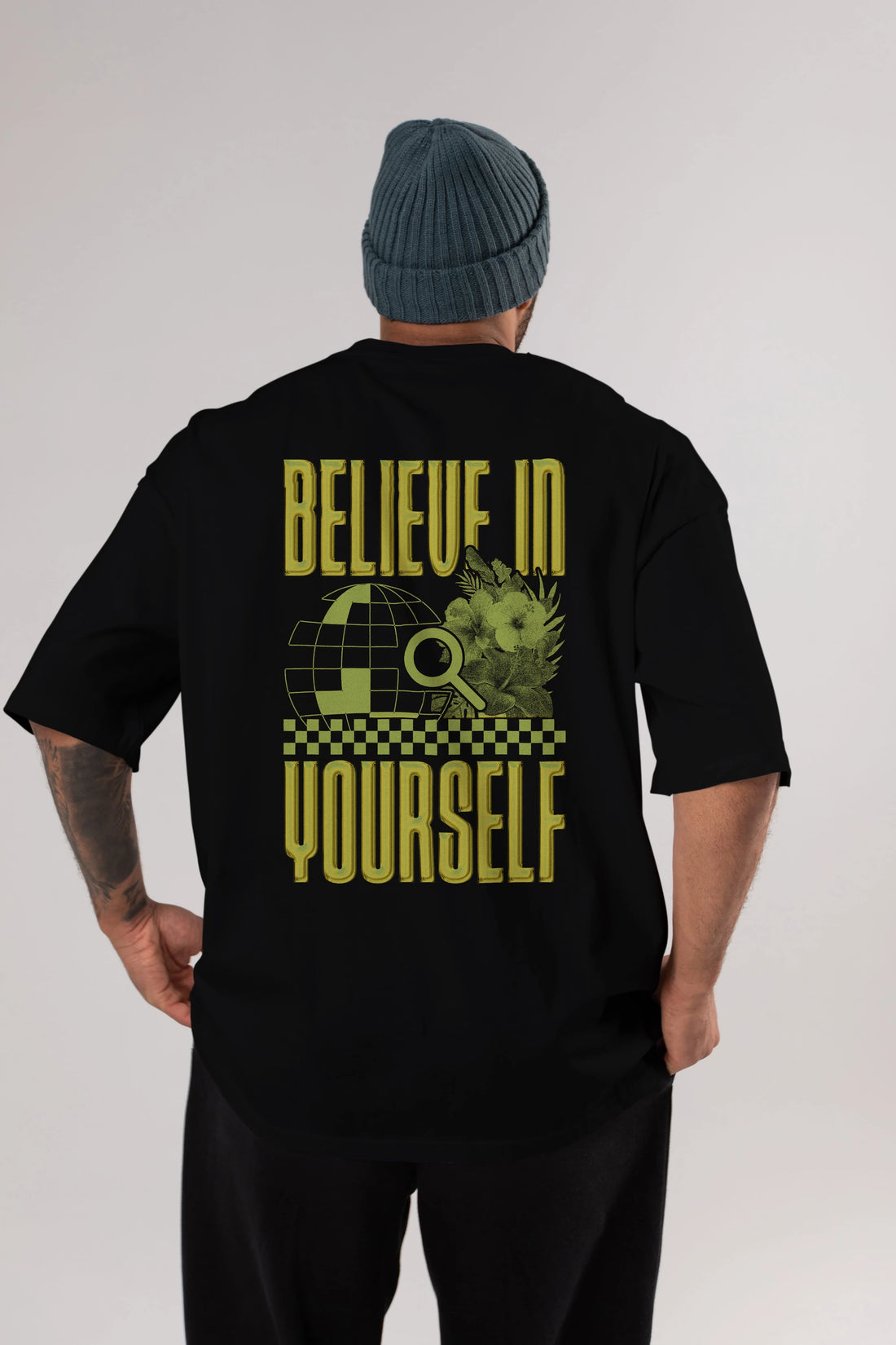 Believe in Yourself Yellow Arka Baskılı Oversize t-shirt Erkek Kadın Unisex