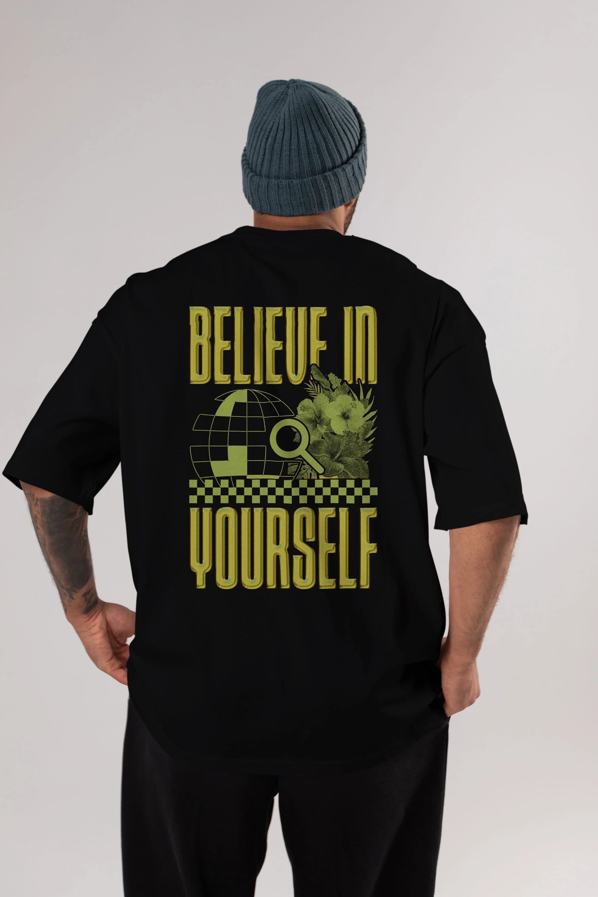 Believe in Yourself Yellow Arka Baskılı Oversize t-shirt Erkek Kadın Unisex