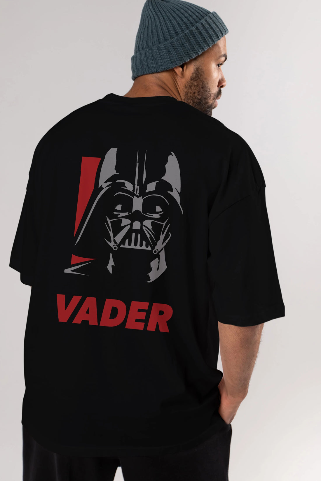 Darth Vader Arka Baskılı Oversize t-shirt Erkek Kadın Unisex %100 Pamuk Bisiklet Yaka tişort