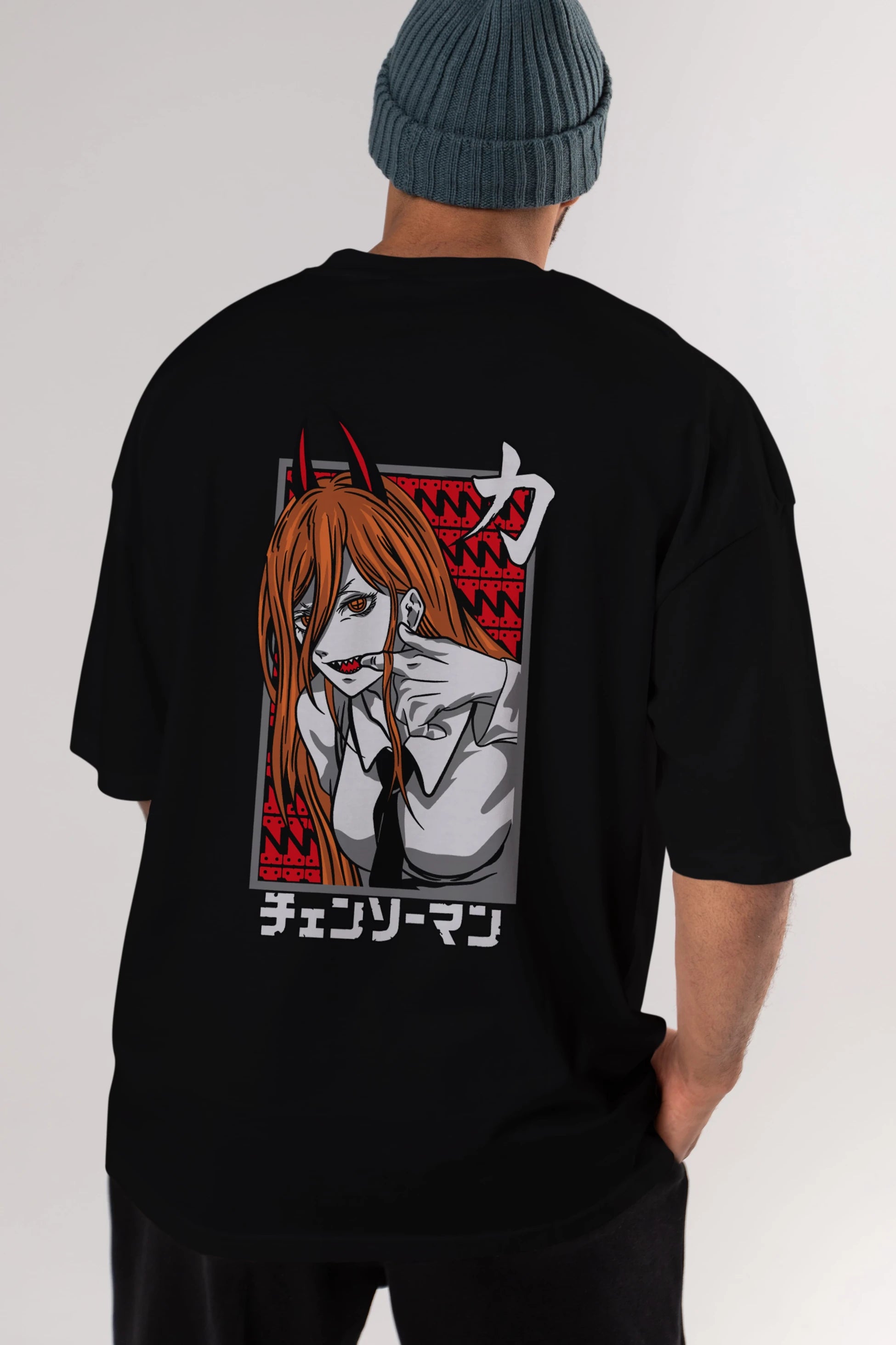 CHAINSAWMAN POWER Anime Arka Baskılı Oversize t-shirt Erkek Kadın Unisex