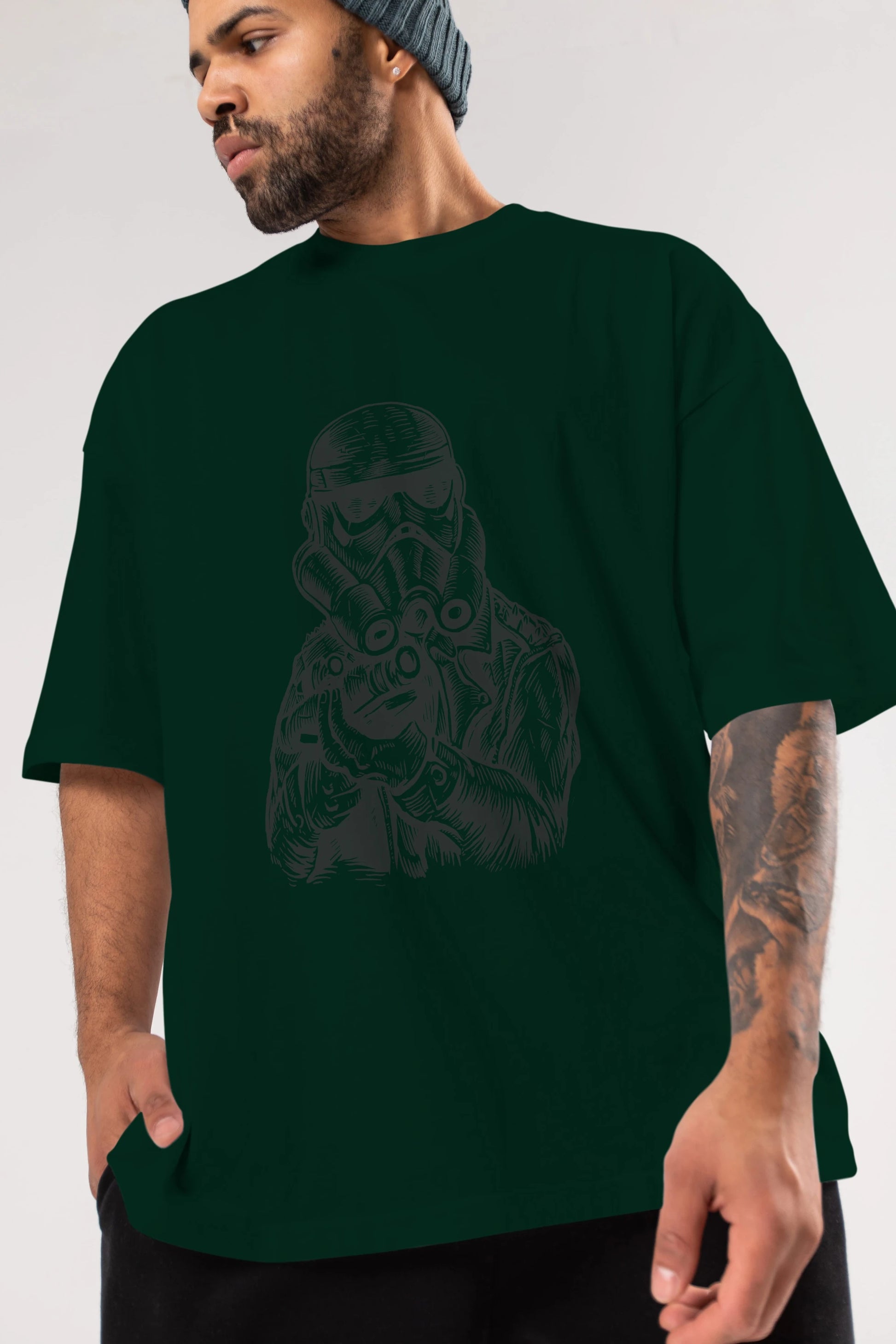 Punktrooper Ön Baskılı Oversize t-shirt Erkek Kadın Unisex %100 Pamuk tişort