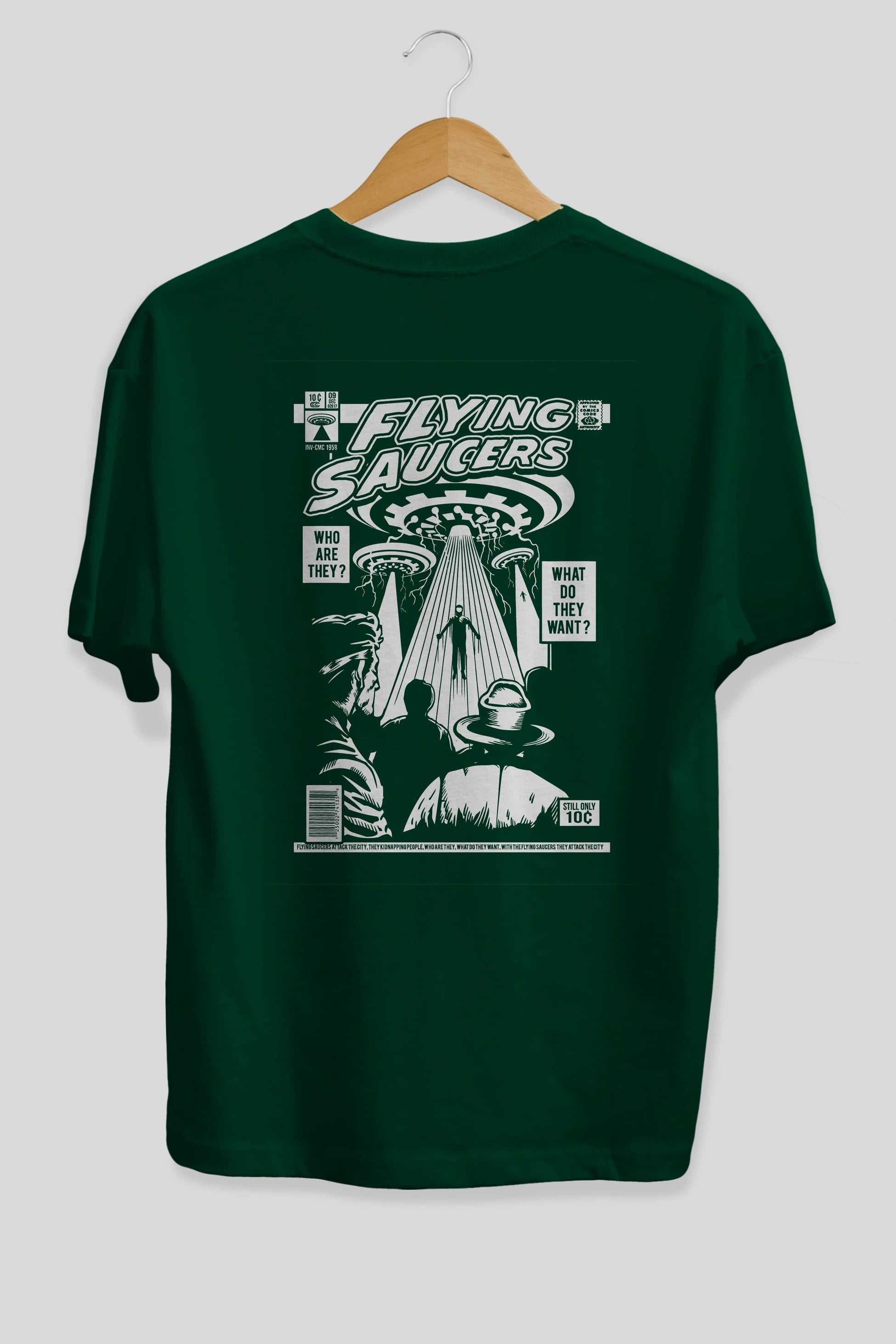 UFO Arka Baskılı Oversize t-shirt Erkek Kadın Unisex %100 Pamuk