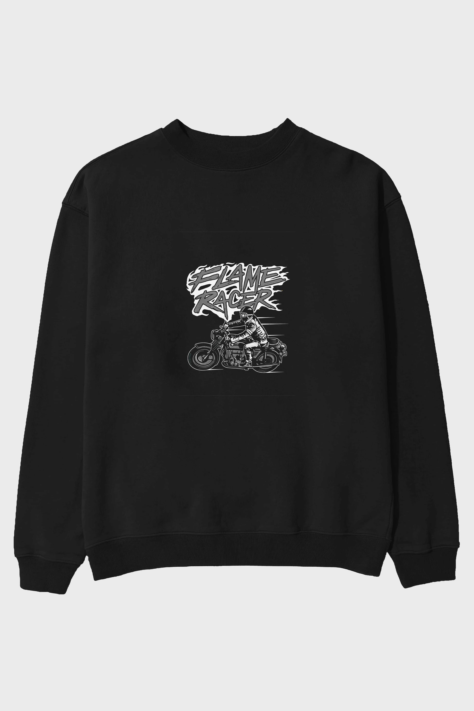 Flame Racer Ön Baskılı Oversize Sweatshirt Erkek Kadın Unisex