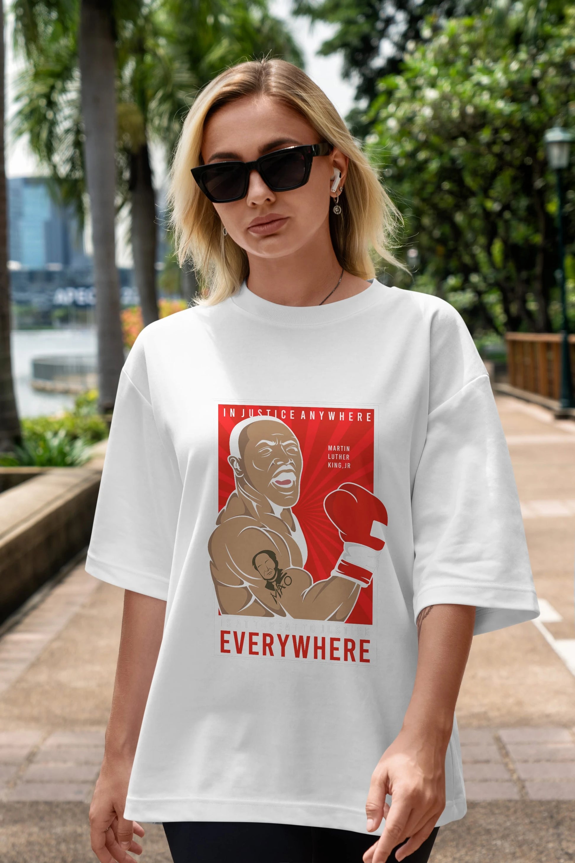 Luther King Boxer Ön Baskılı Oversize t-shirt Erkek Kadın Unisex %100 Pamuk tişort