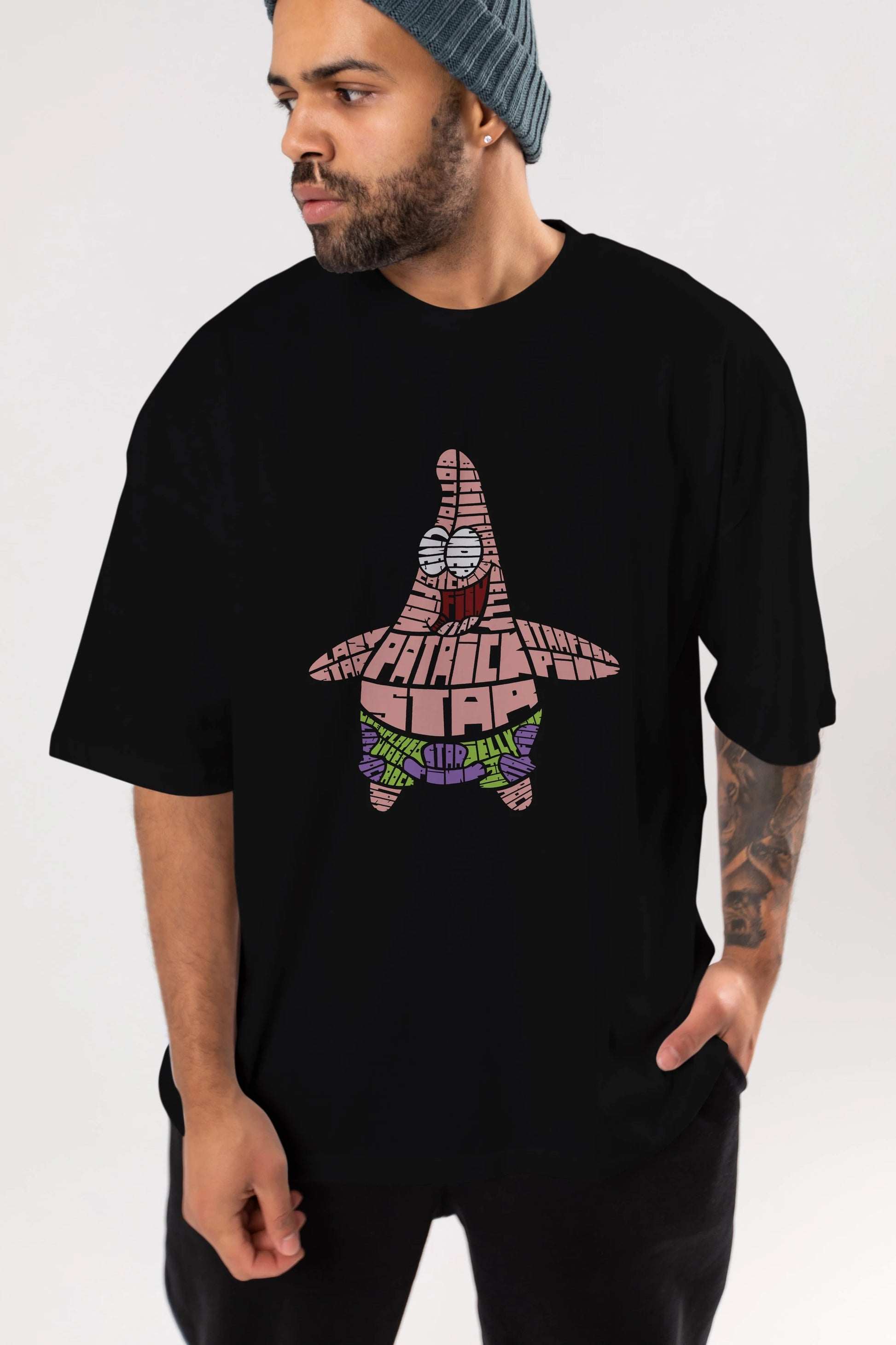 Patrick Star Ön Baskılı Oversize t-shirt %100 pamuk Erkek Kadın Unisex