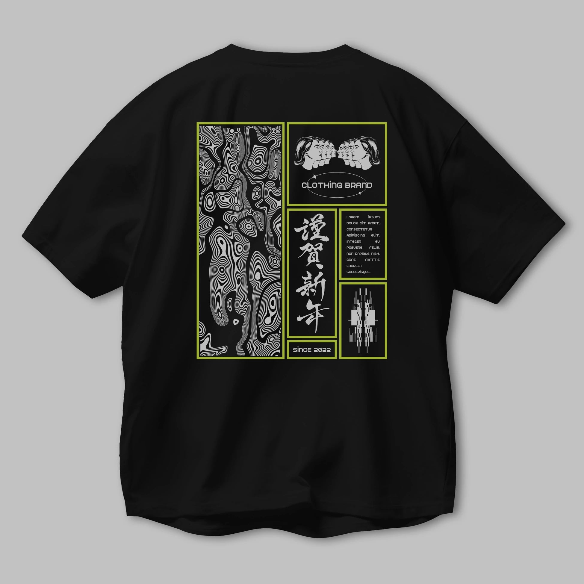 Neon Japanese Streetwear Arka Baskılı Oversize t-shirt Erkek Kadın Unisex