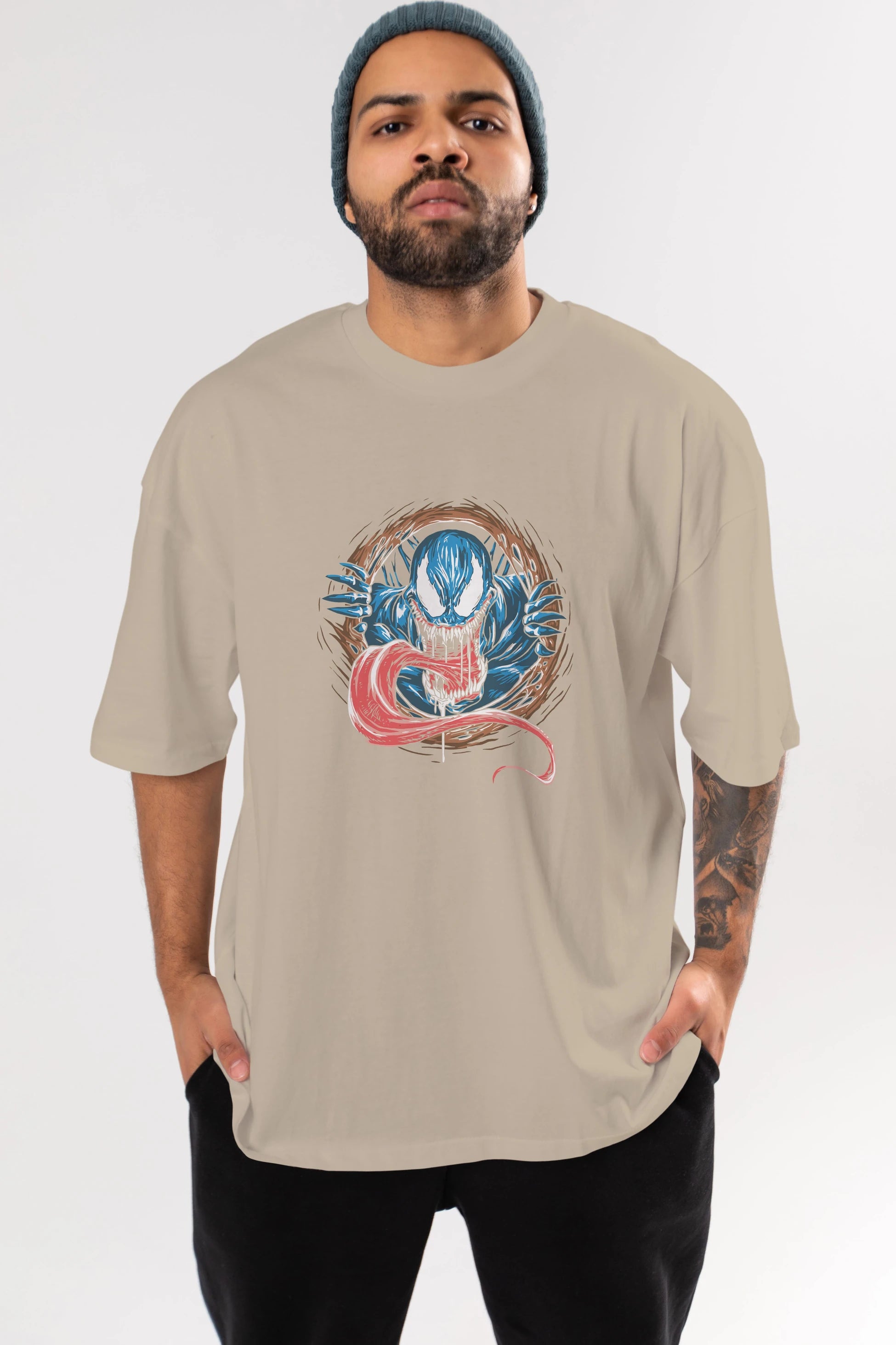 Venom (7) Ön Baskılı Oversize t-shirt Erkek Kadın Unisex %100 Pamuk Bisiklet Yaka tişort