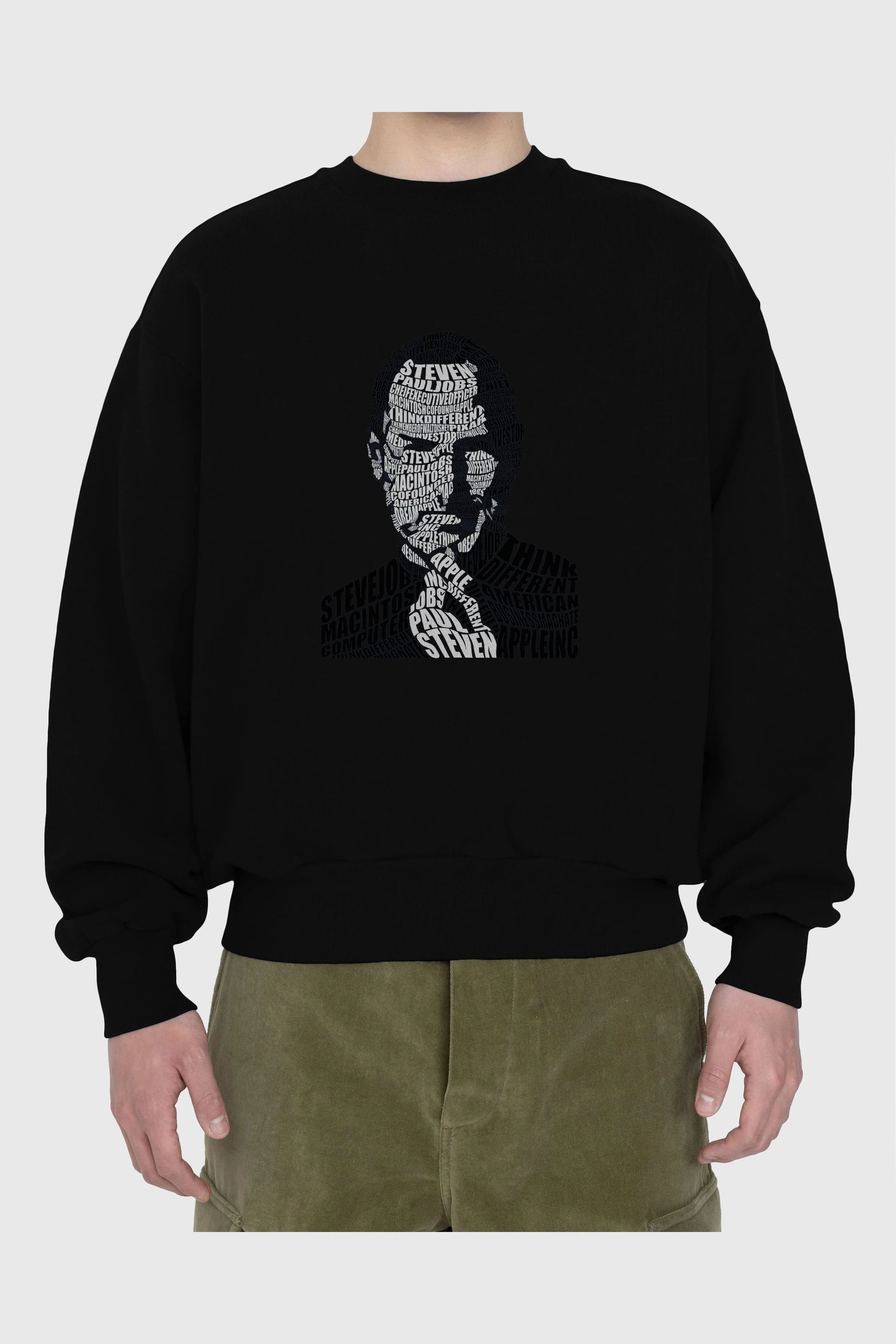 Steve Jobs Calligram Ön Baskılı Oversize Sweatshirt Erkek Kadın Unisex