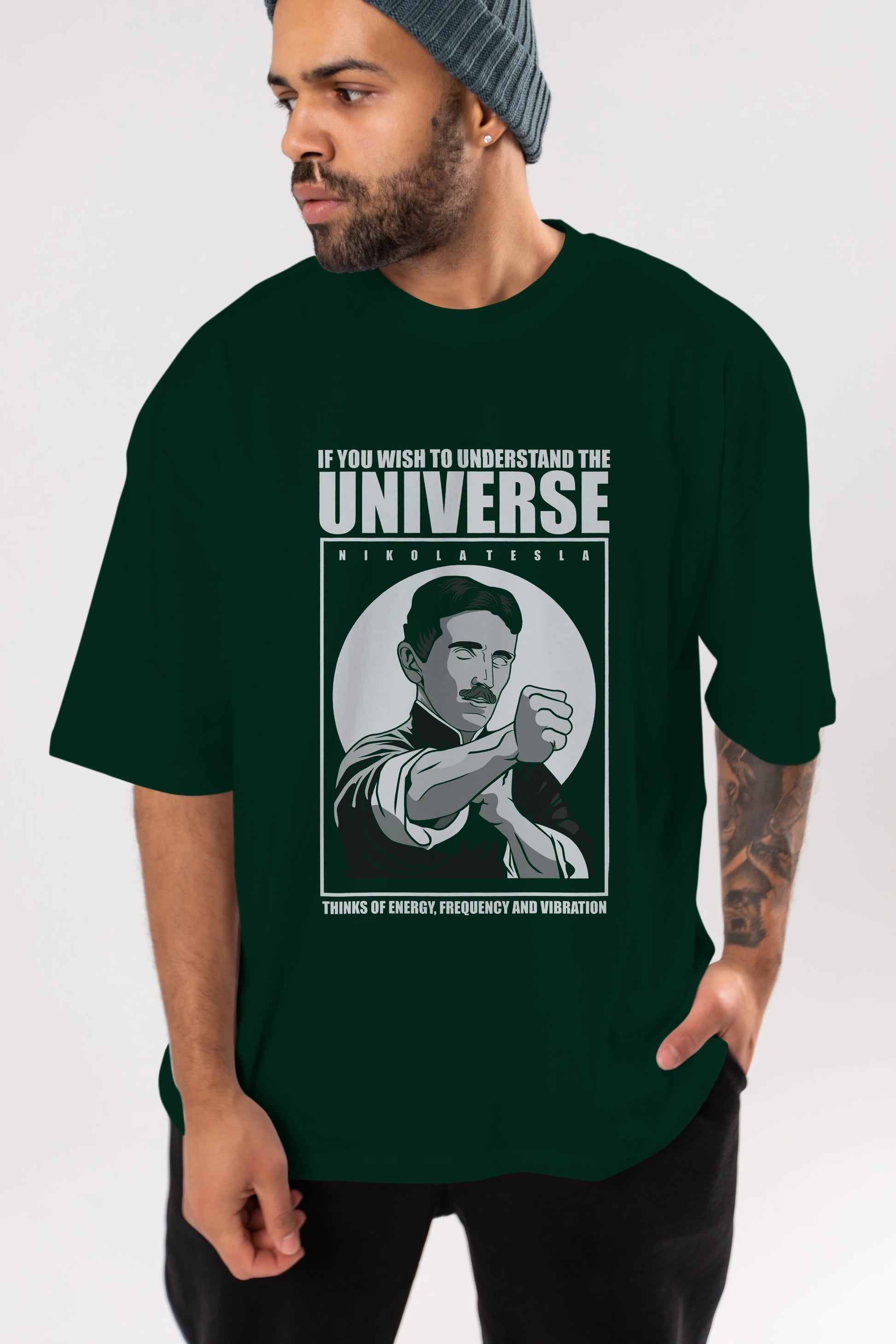 Nicola Tesla Ip Man Ön Baskılı Oversize t-shirt Erkek Kadın Unisex %100 Pamuk tişort