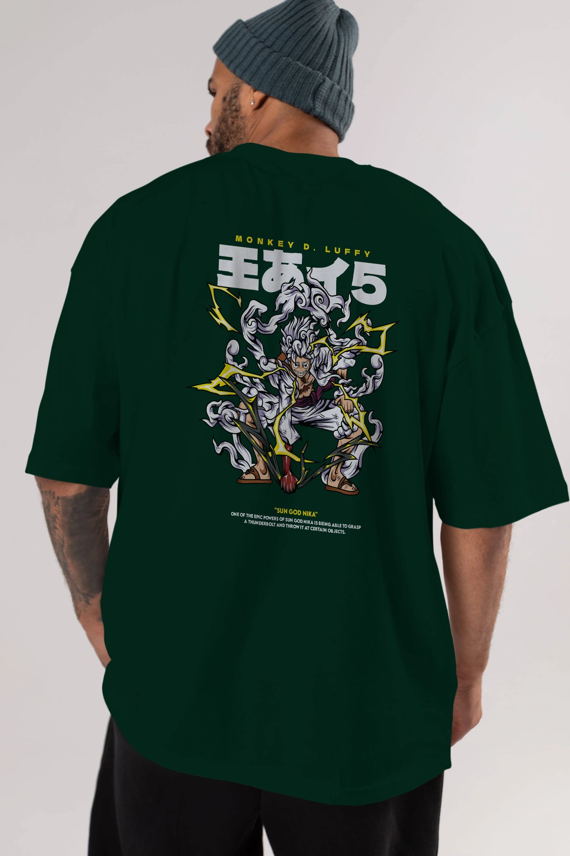 Monkey D. Luffy Anime Arka Baskılı Oversize t-shirt Erkek Kadın Unisex