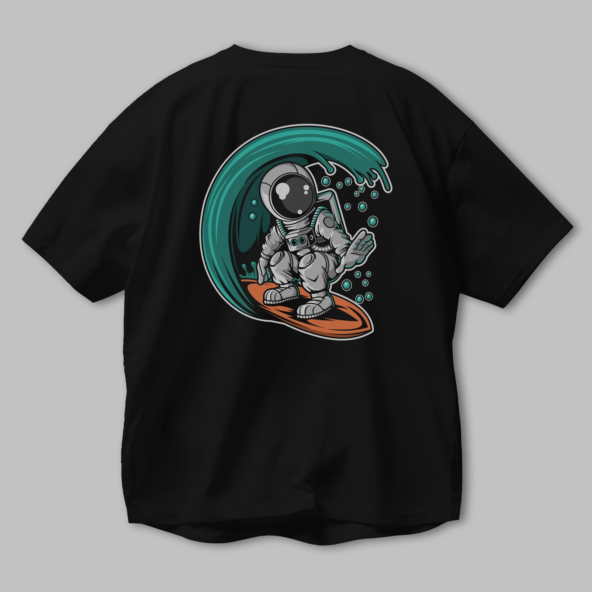 Astronaut Surfing Arka Baskılı Oversize t-shirt Erkek Kadın Unisex
