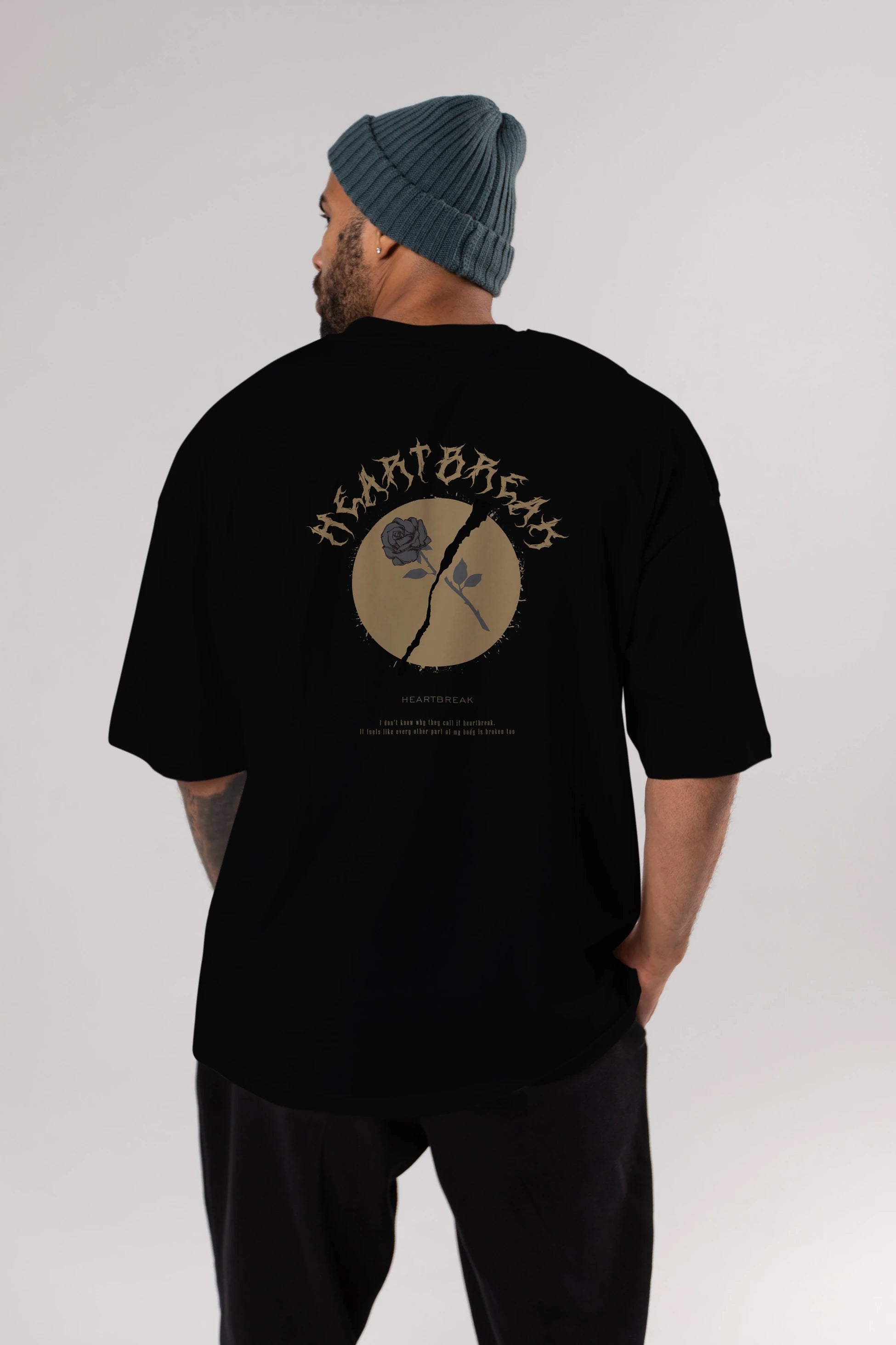 Heartbreak Arka Baskılı Oversize t-shirt Erkek Kadın Unisex