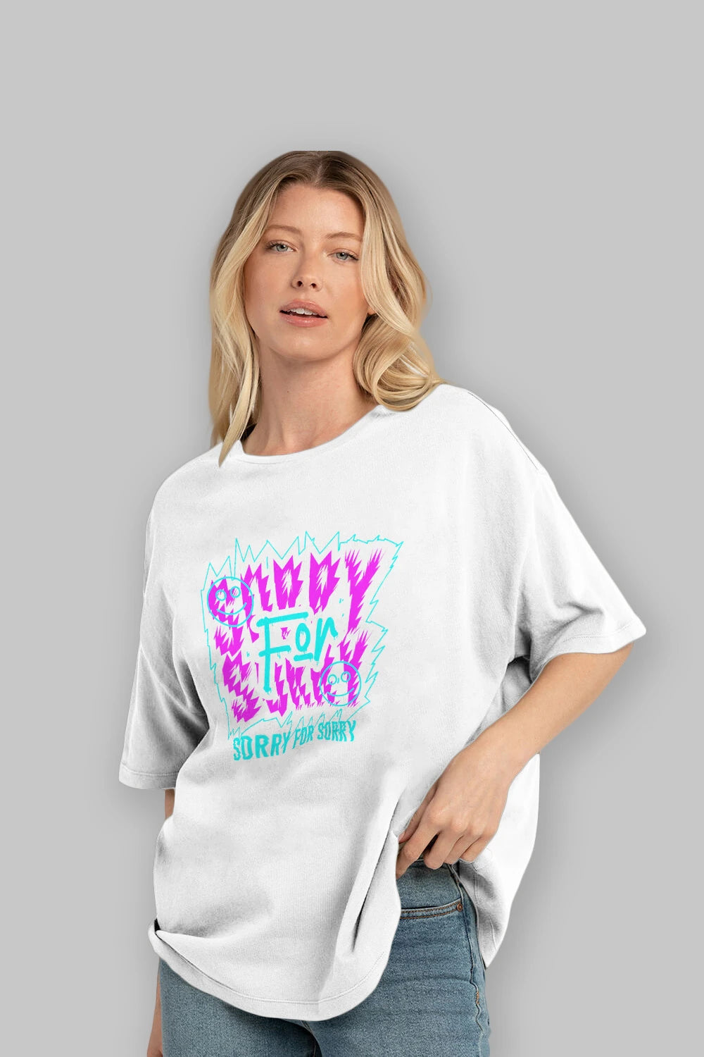 Sorry for Sorry Ön Baskılı Oversize t-shirt Erkek Kadın Unisex
