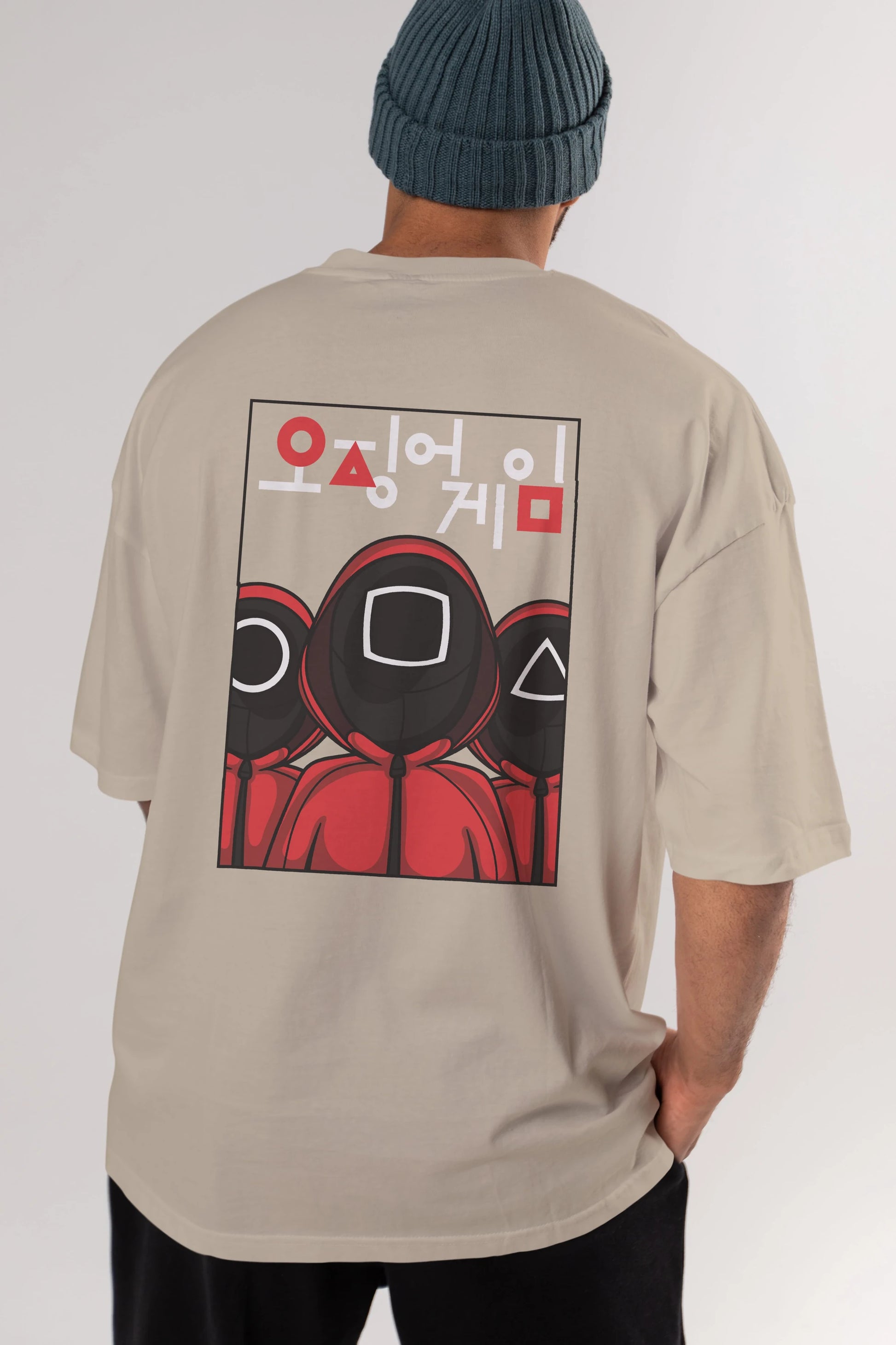 Squid Game (7) Arka Baskılı Oversize t-shirt Erkek Kadın Unisex %100 Pamuk Bisiklet Yaka tişort
