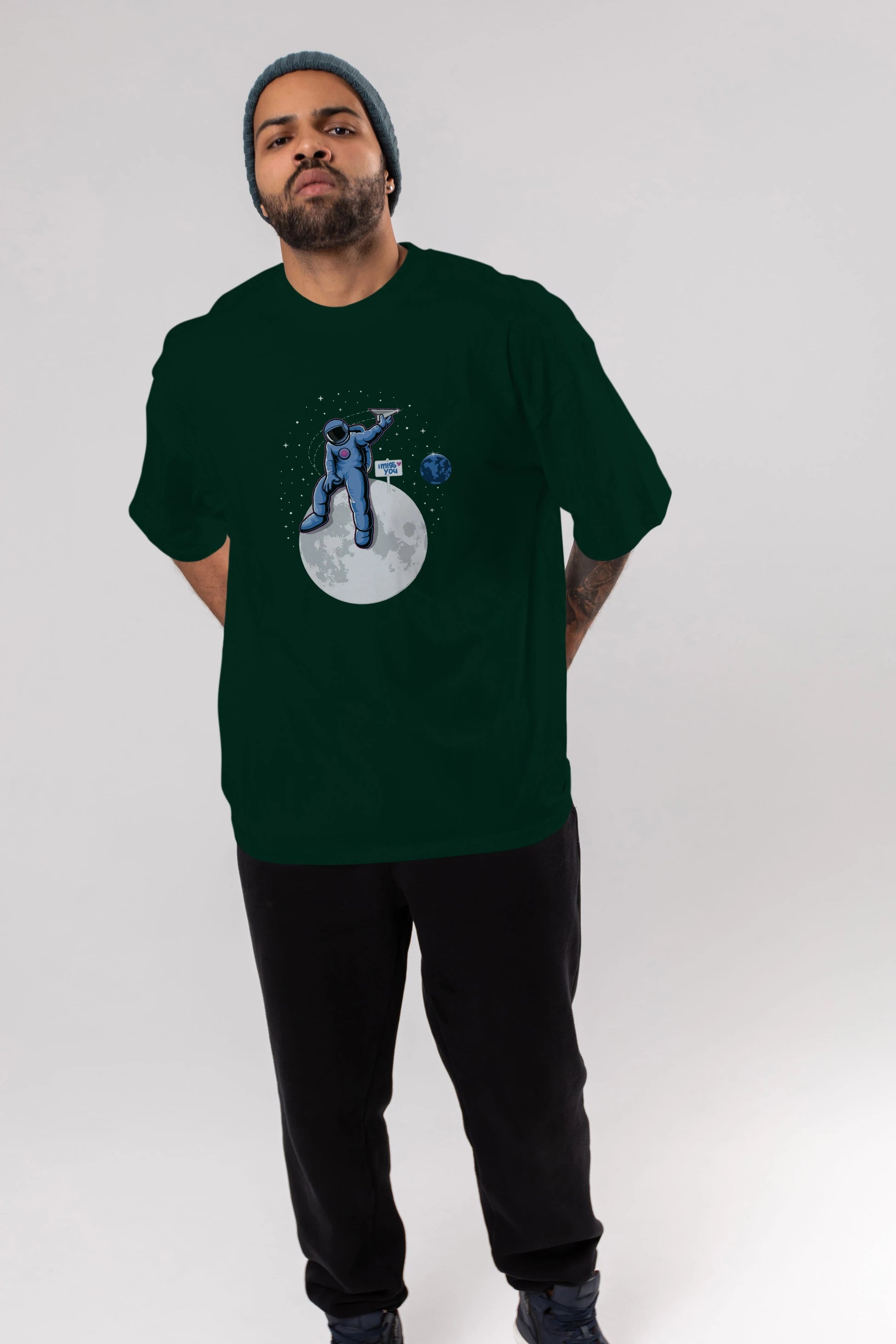 Astro Missing Earth Ön Baskılı Oversize t-shirt Erkek Kadın Unisex