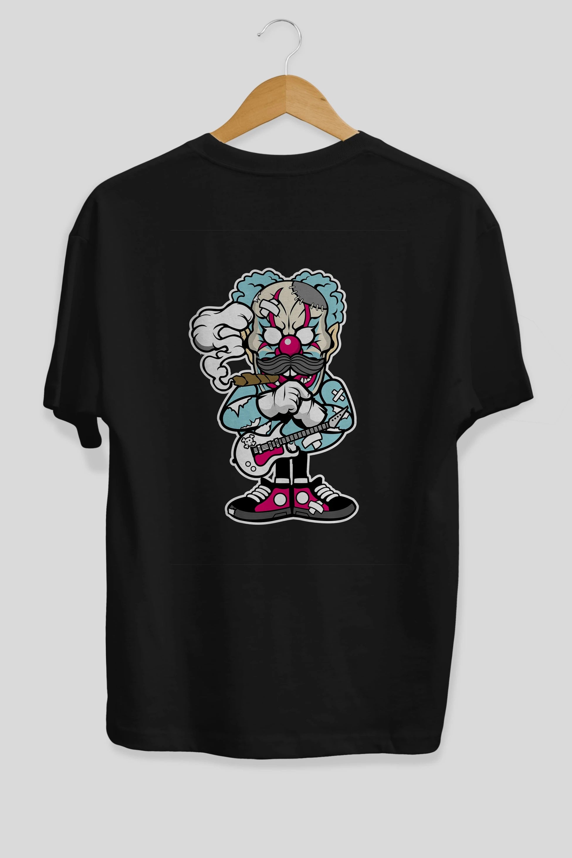 Clown Monster Arka Baskılı Oversize t-shirt Erkek Kadın Unisex %100 Pamuk tişort