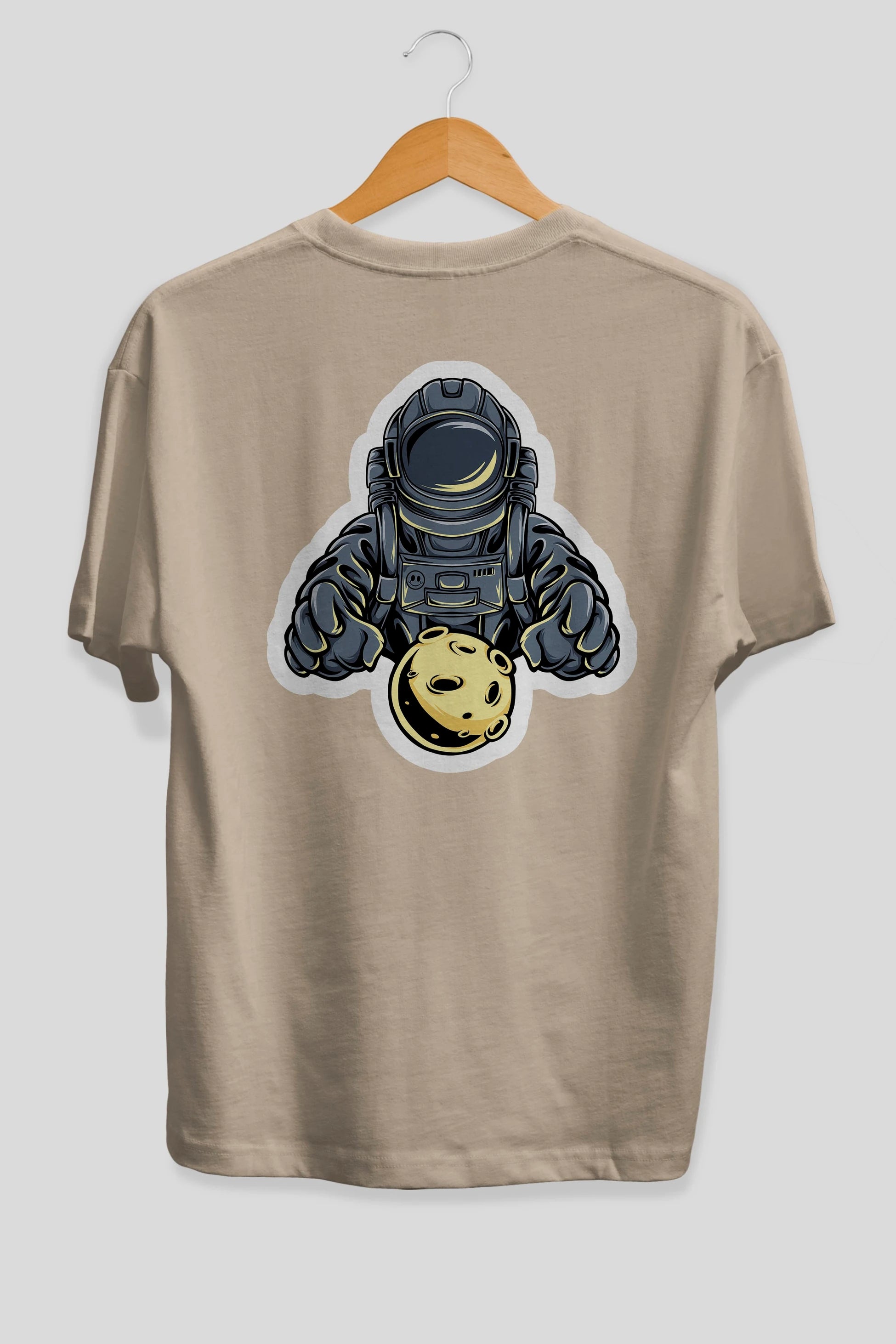Astromoon sticker Arka Baskılı Oversize t-shirt Erkek Kadın Unisex