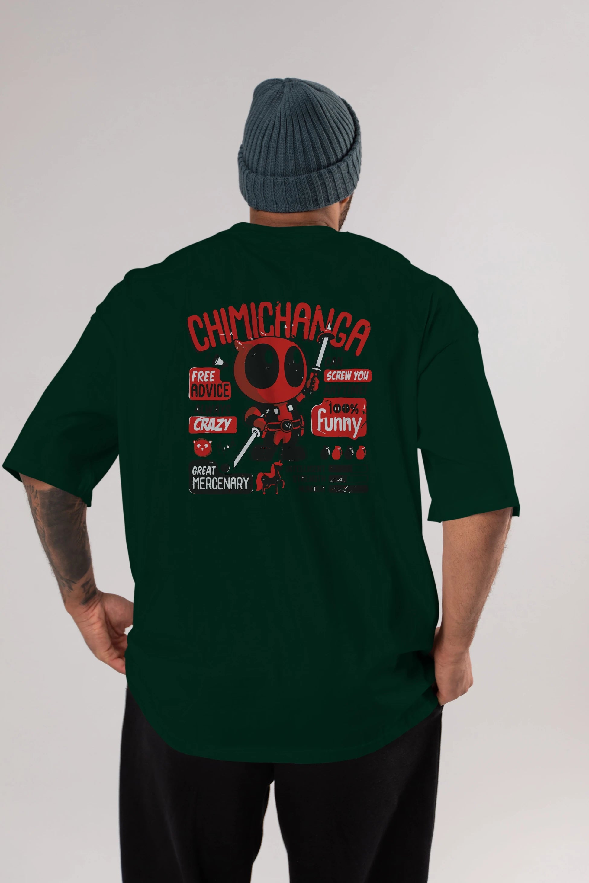 Deadpool (9) Arka Baskılı Oversize t-shirt Erkek Kadın Unisex %100 Pamuk Bisiklet Yaka tişort