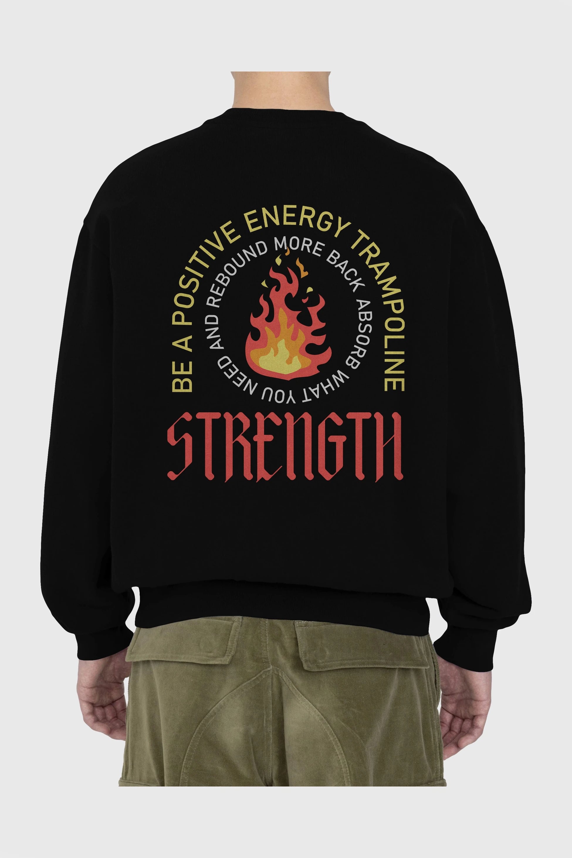 Positive Energy Arka Baskılı Oversize Sweatshirt Erkek Kadın Unisex