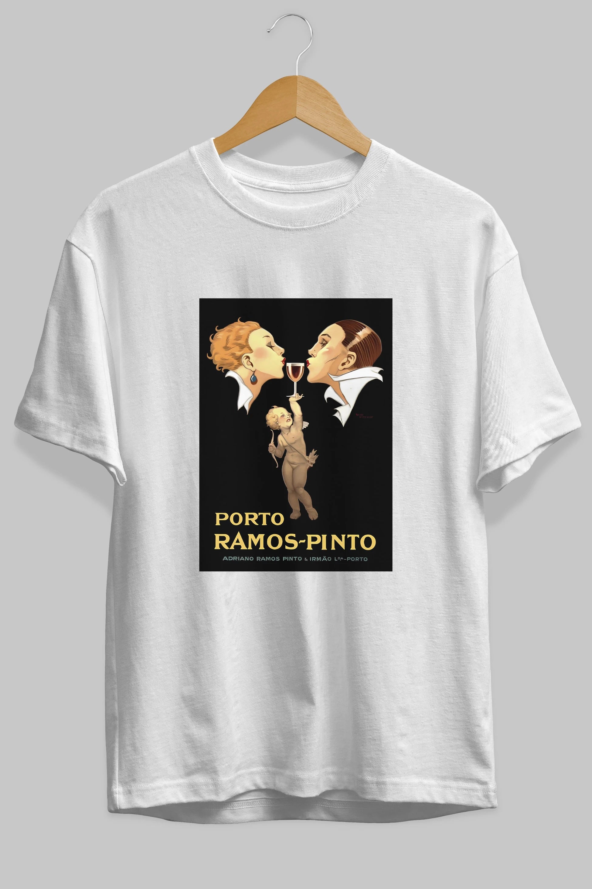 Porto Ramos Pinto Ön Baskılı Oversize t-shirt Erkek Kadın Unisex %100 Pamuk Bisiklet Yaka tişort