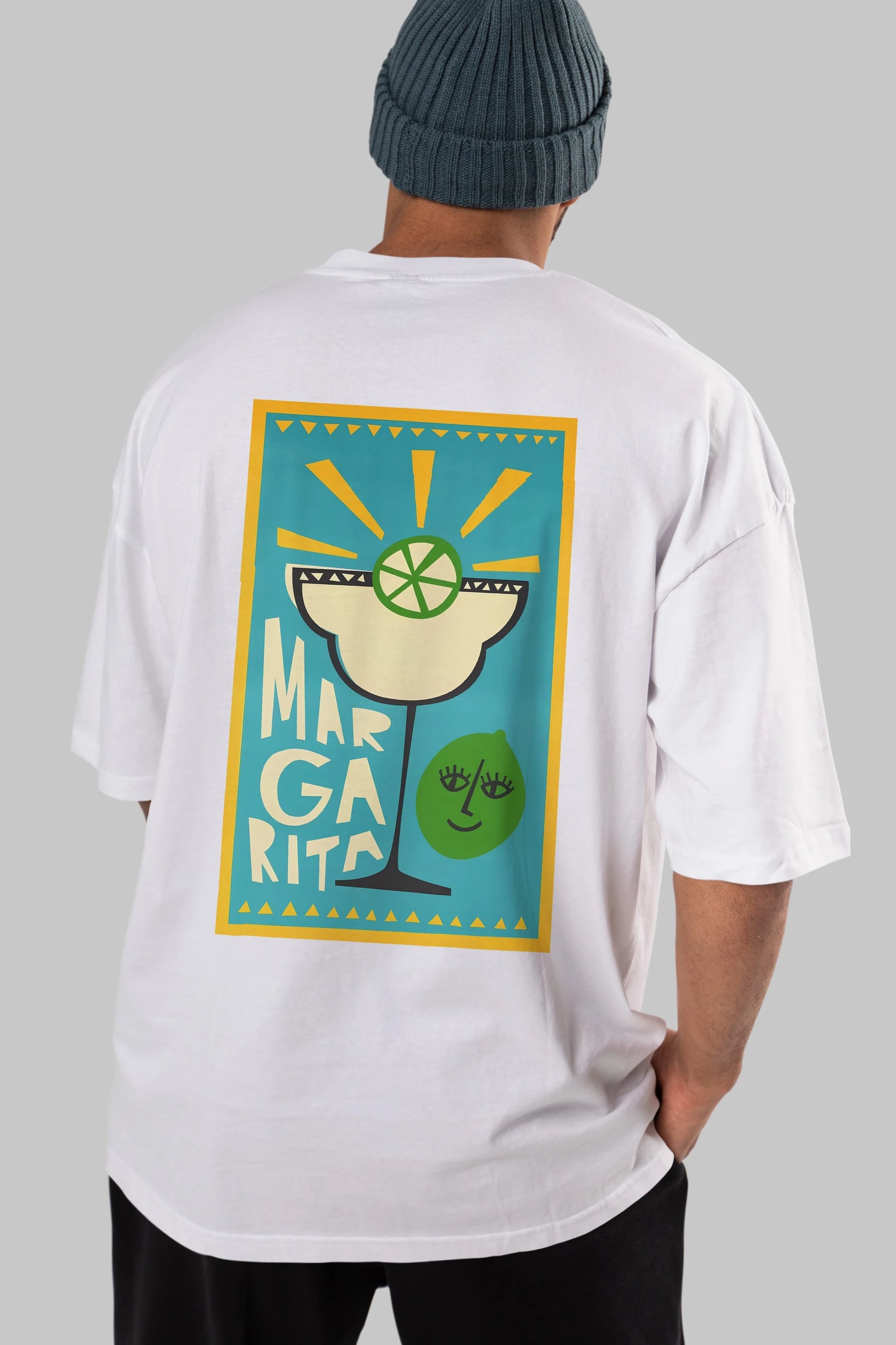 Margarita 4 Arka Baskılı Oversize t-shirt Erkek Kadın Unisex %100 Pamuk Bisiklet Yaka tişort