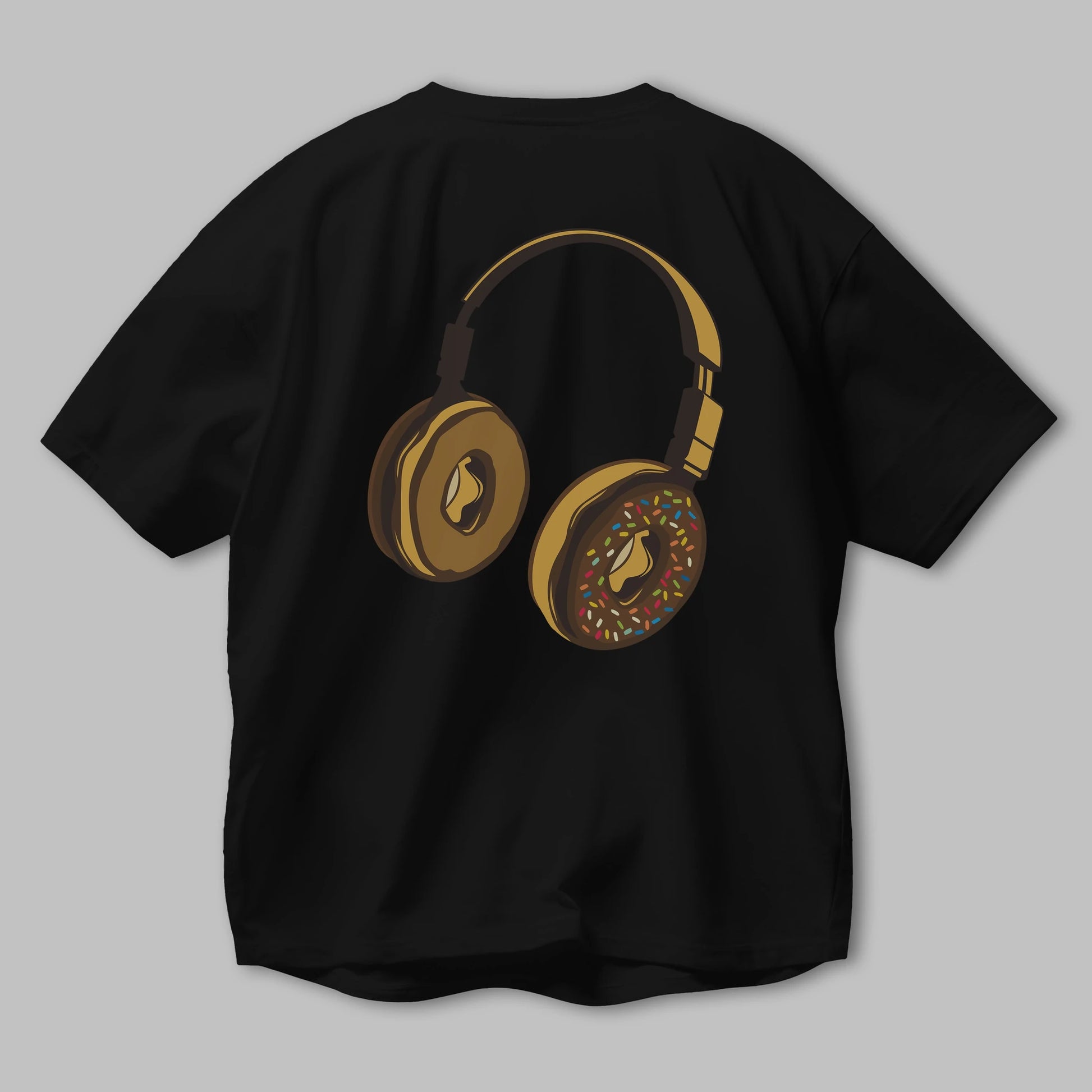 Headphone Donut Arka Baskılı Oversize t-shirt %100 pamuk Erkek Kadın Unisex