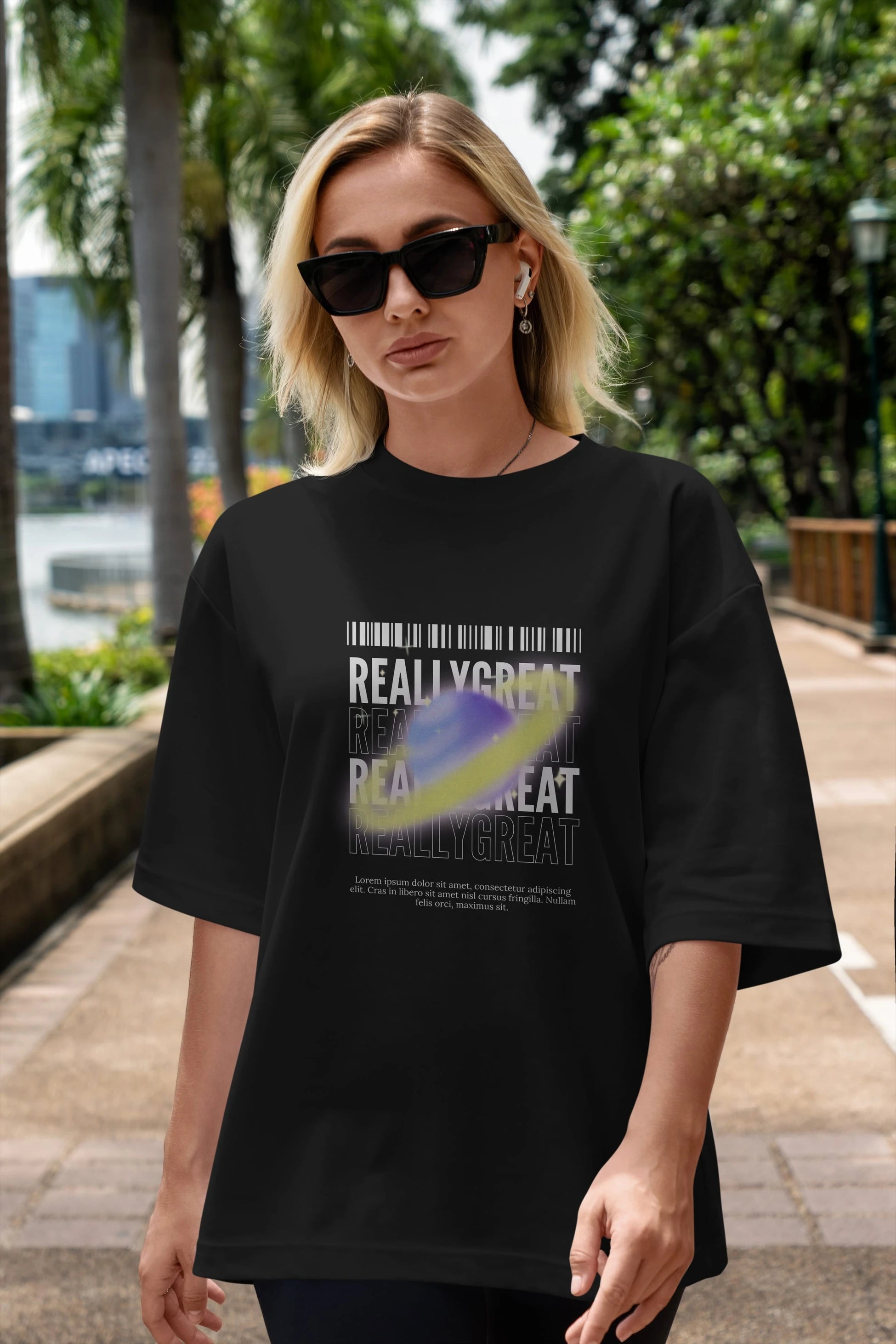 Really Great 2 Yazılı Ön Baskılı Oversize t-shirt Erkek Kadın Unisex