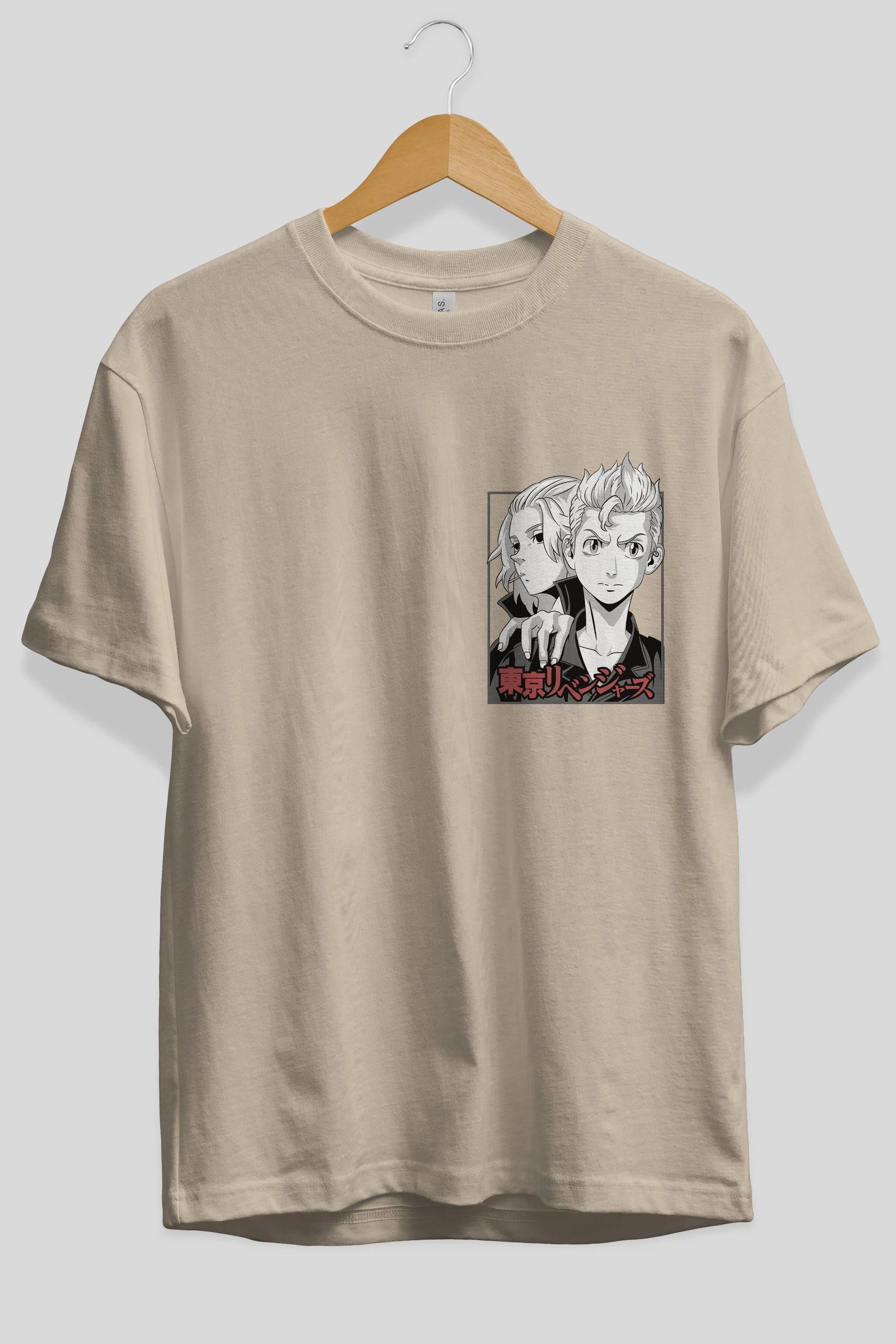 TOKYO REVENGERS Ön Sol Baskılı Oversize t-shirt Erkek Kadın Unisex %100 Pamuk Bisiklet Yaka tişort
