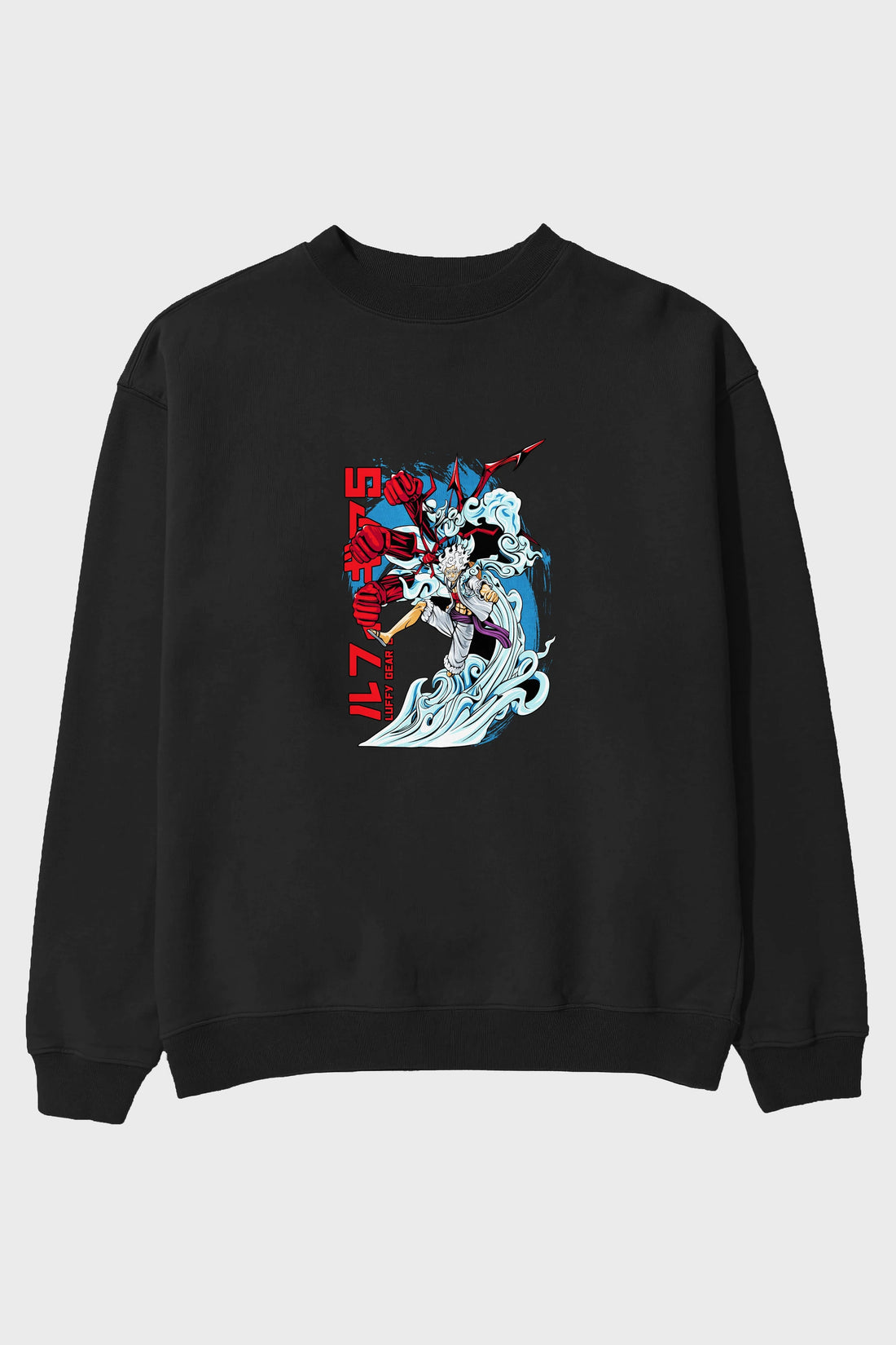 MONKEY D. LUFFY GEAR5 2 Anime Ön Baskılı Oversize Sweatshirt Erkek Kadın Unisex