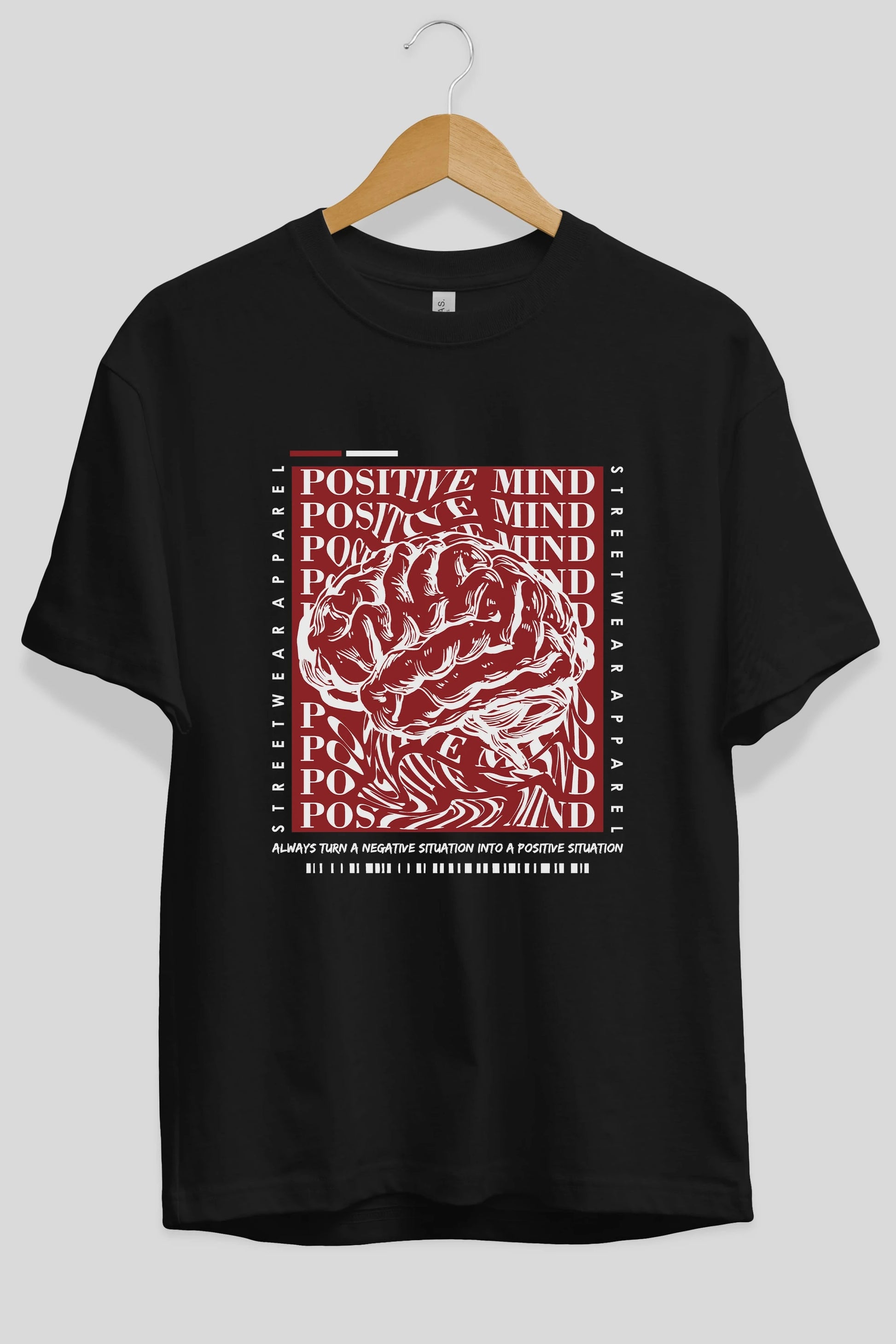 Positive Mind Ön Baskılı Oversize t-shirt Erkek Kadın Unisex