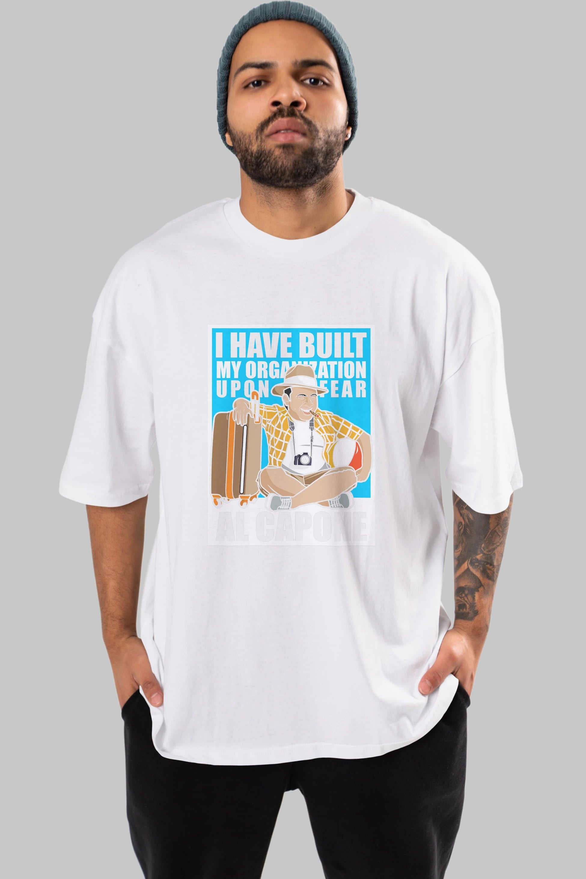Al Capone Holiday Ön Baskılı Oversize t-shirt Erkek Kadın Unisex %100 Pamuk tişort