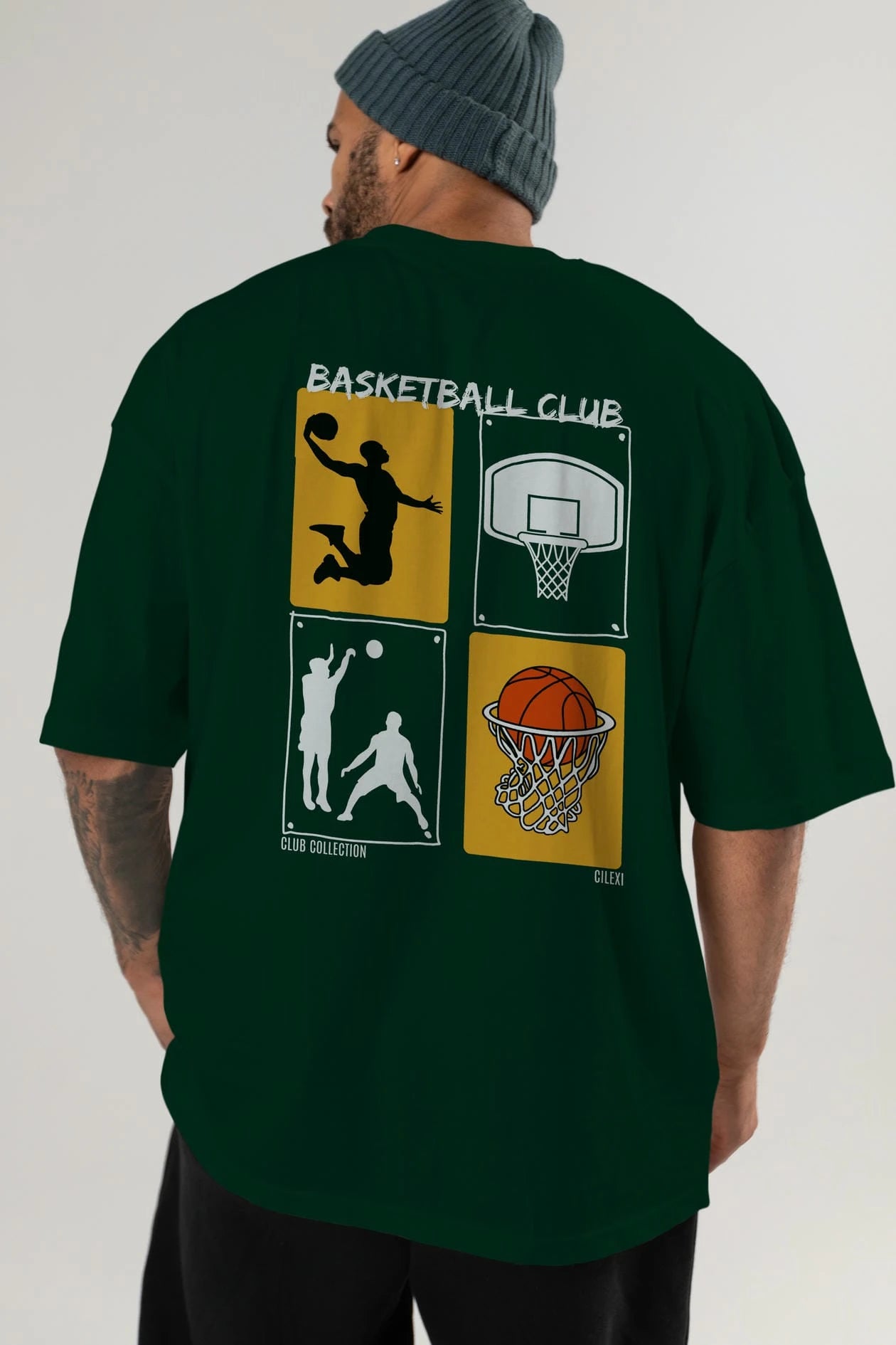 Basketball Club Arka Baskılı Oversize t-shirt Erkek Kadın %100 Pamuk Bisiklet Yaka tişort