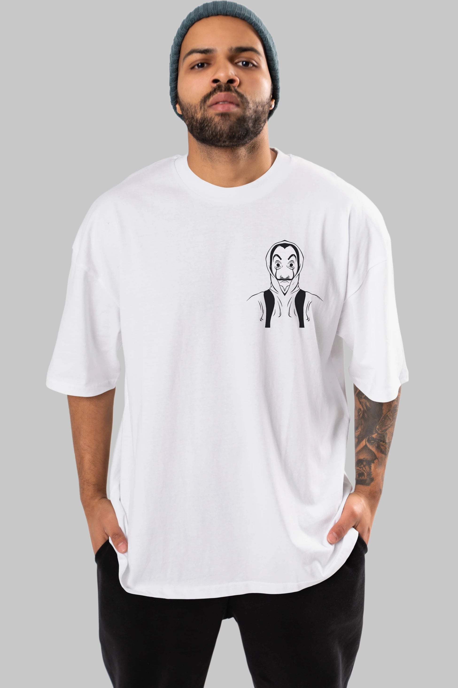 La Casa De Papel (7) Ön Sol Baskılı Oversize t-shirt Erkek Kadın Unisex %100 Pamuk Bisiklet Yaka tişort