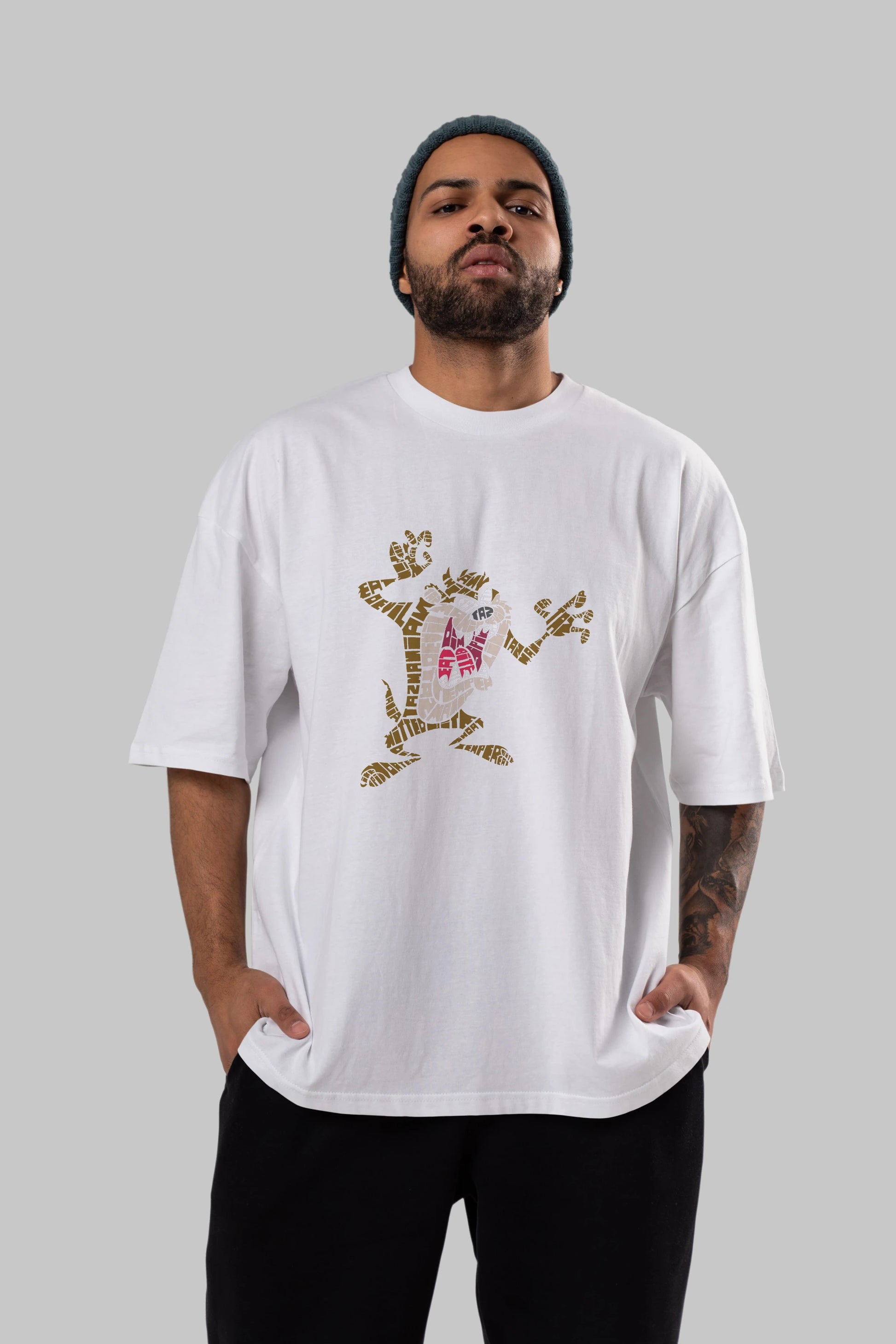Tazmania Ön Baskılı Oversize t-shirt %100 pamuk Erkek Kadın Unisex