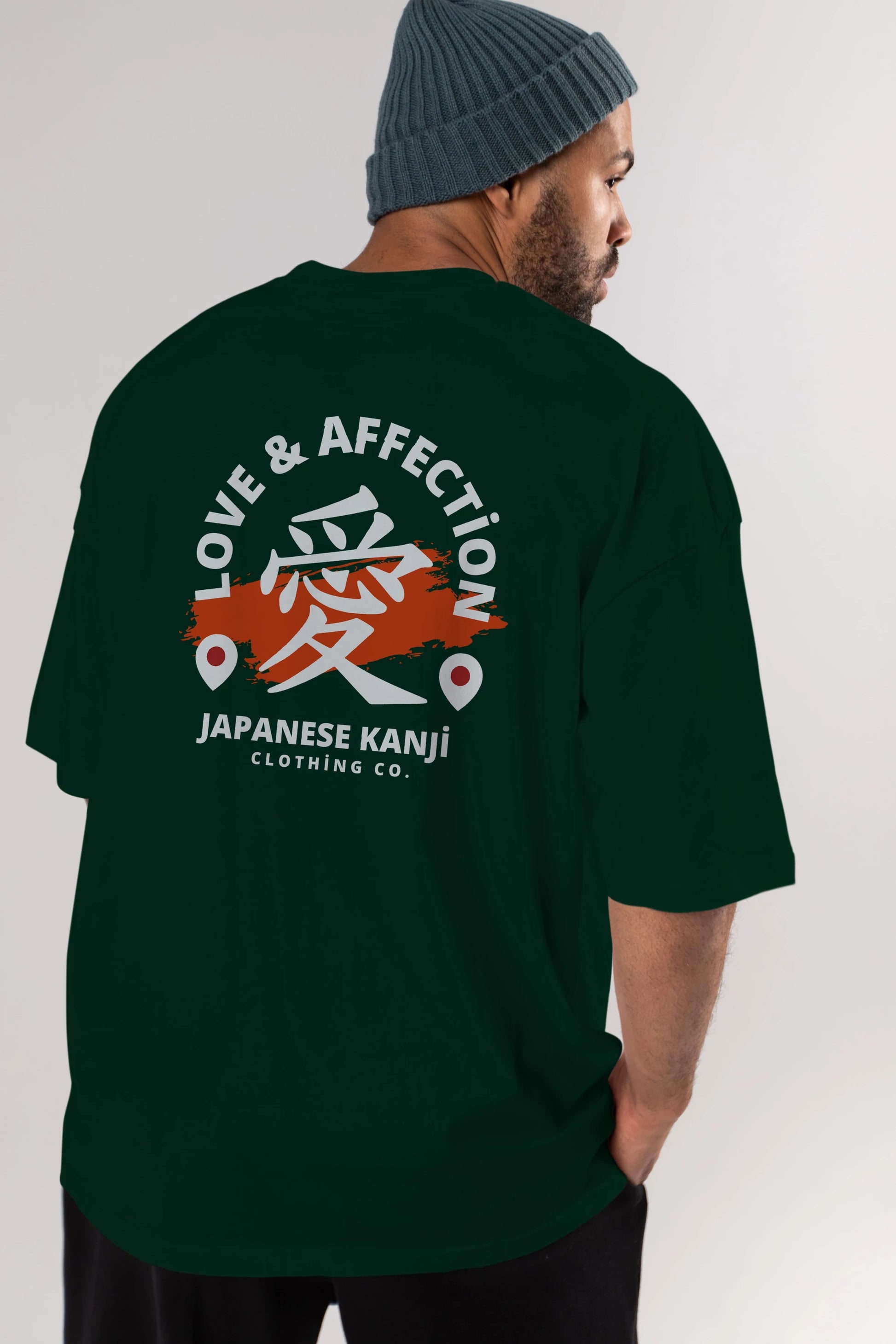 Love Affection Japanese Yazılı Arka Baskılı Oversize t-shirt Erkek Kadın Unisex
