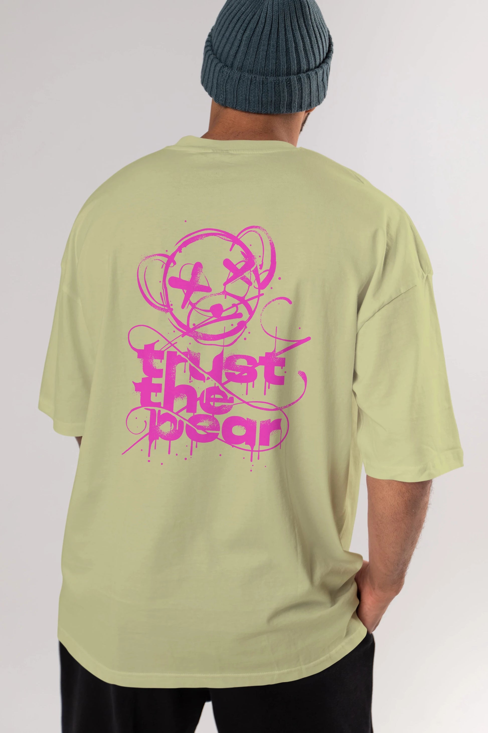 Trust The Bear 2 Arka Baskılı Oversize t-shirt Erkek Kadın Unisex