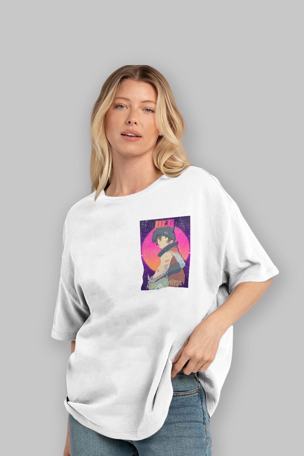 Reg 7 Ön Sol Baskılı Oversize t-shirt Erkek Kadın Unisex %100 Pamuk Bisiklet Yaka tişort