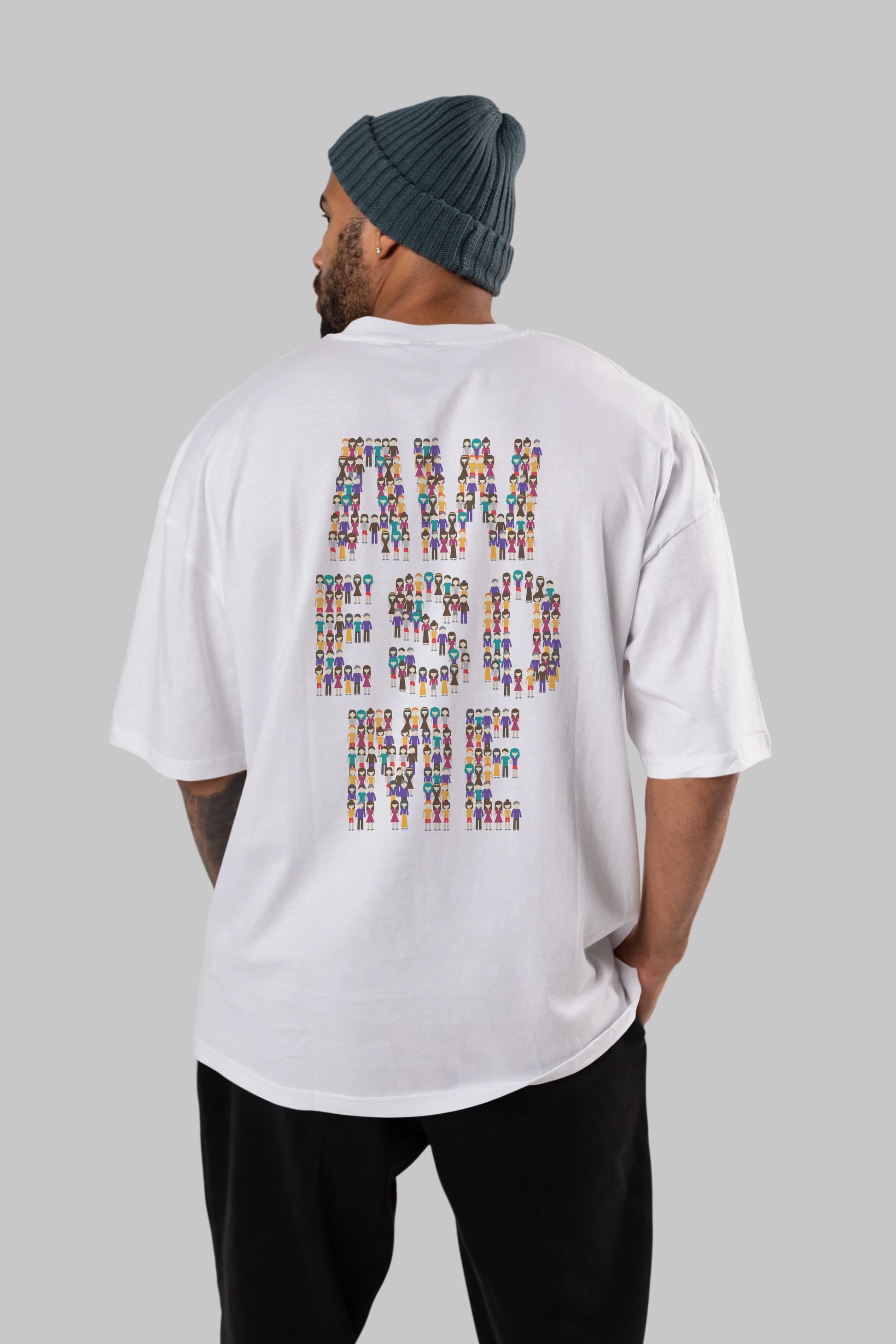 Awesome Arka Baskılı Oversize t-shirt %100 pamuk Erkek Kadın Unisex