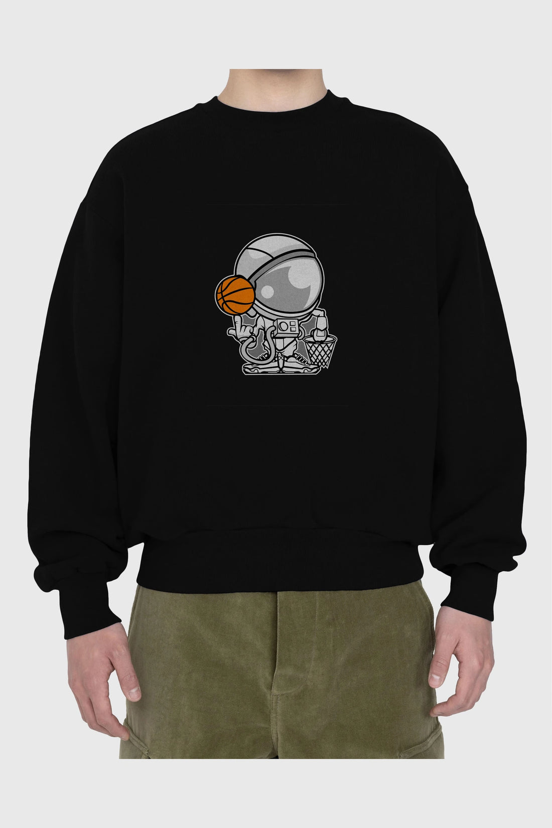 Astronaut Basketball Ön Baskılı Oversize Sweatshirt Erkek Kadın Unisex