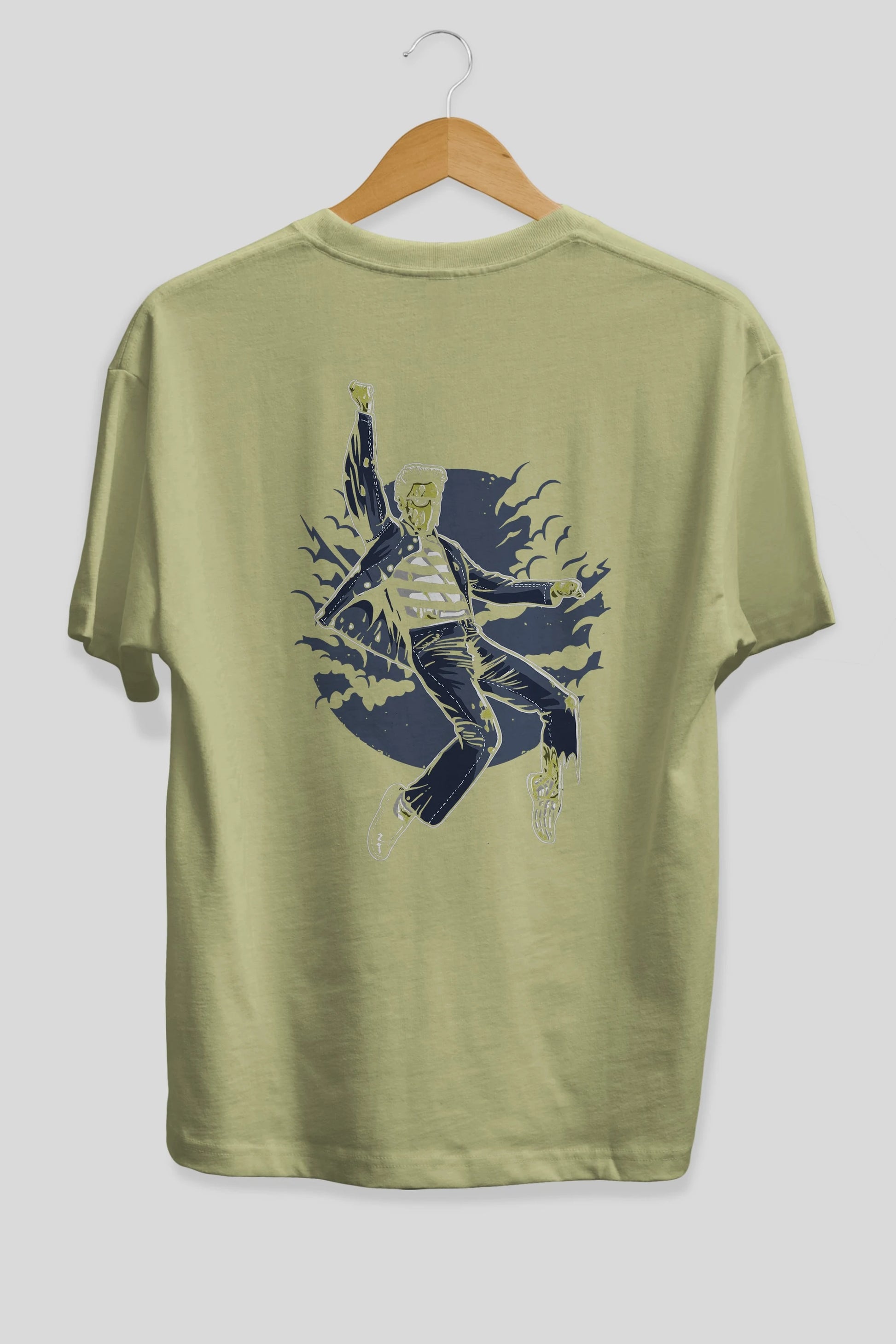 Zombie King Arka Baskılı Oversize t-shirt Erkek Kadın Unisex %100 Pamuk