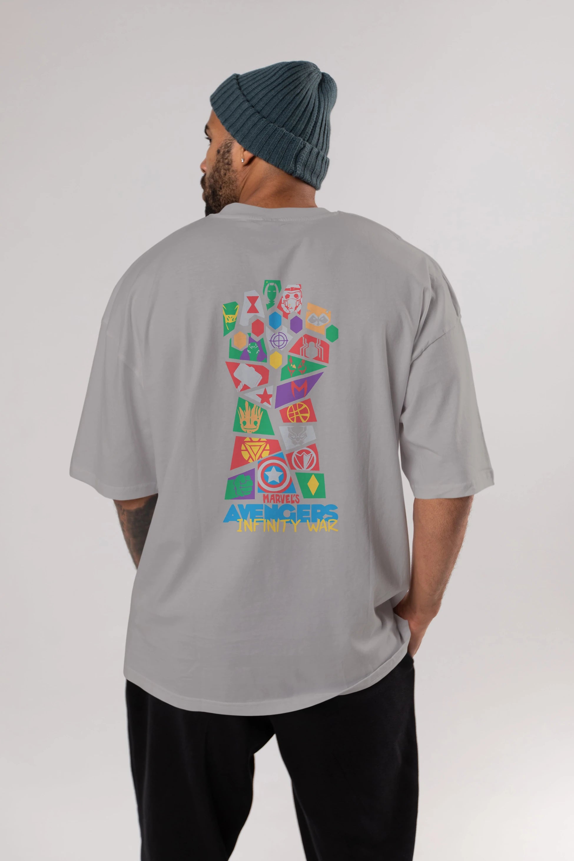 The Avengers Arka Baskılı Oversize t-shirt Erkek Kadın Unisex %100 Pamuk Bisiklet Yaka tişort