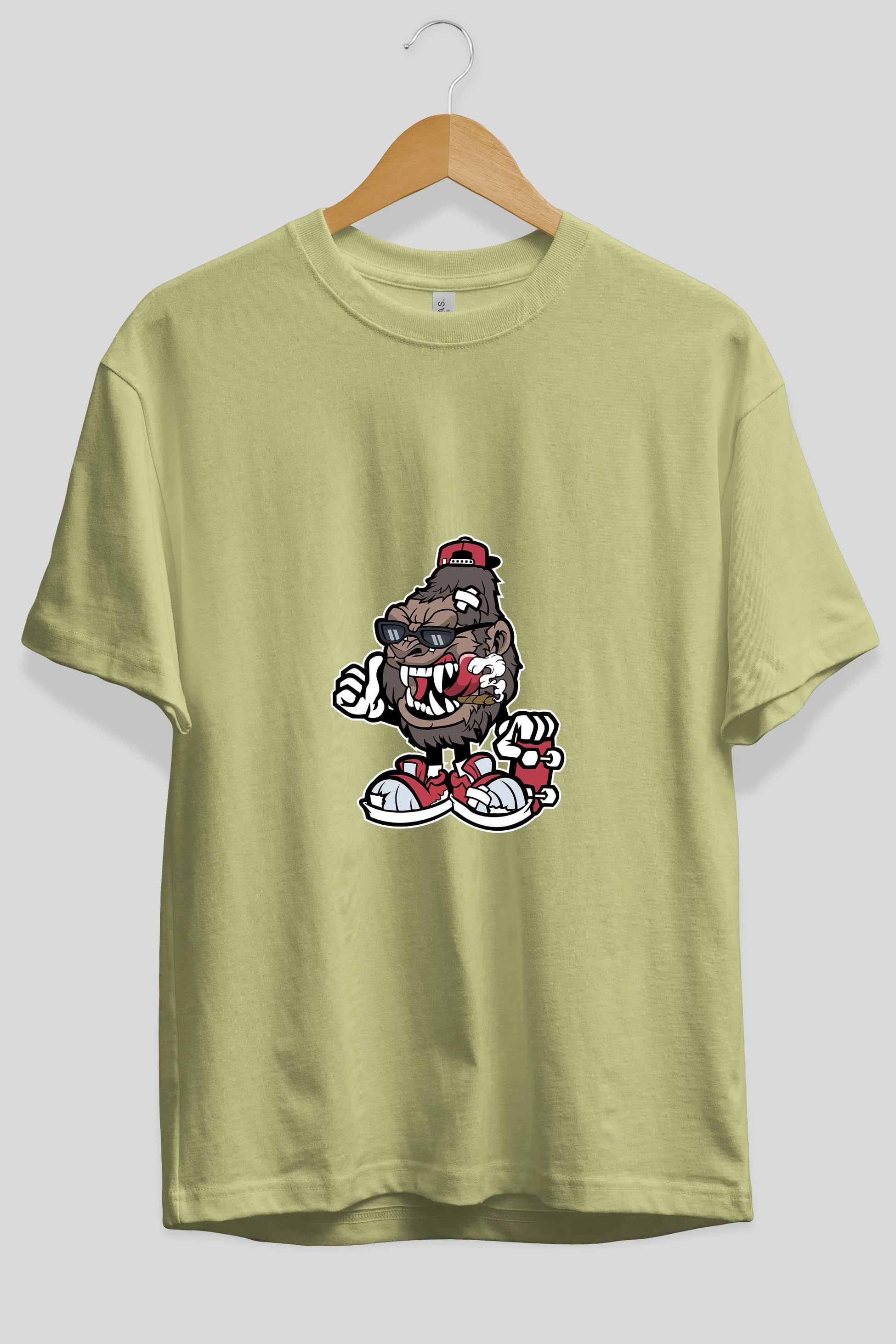 Gorilla Skater Ön Baskılı Oversize t-shirt Erkek Kadın Unisex %100 Pamuk tişort