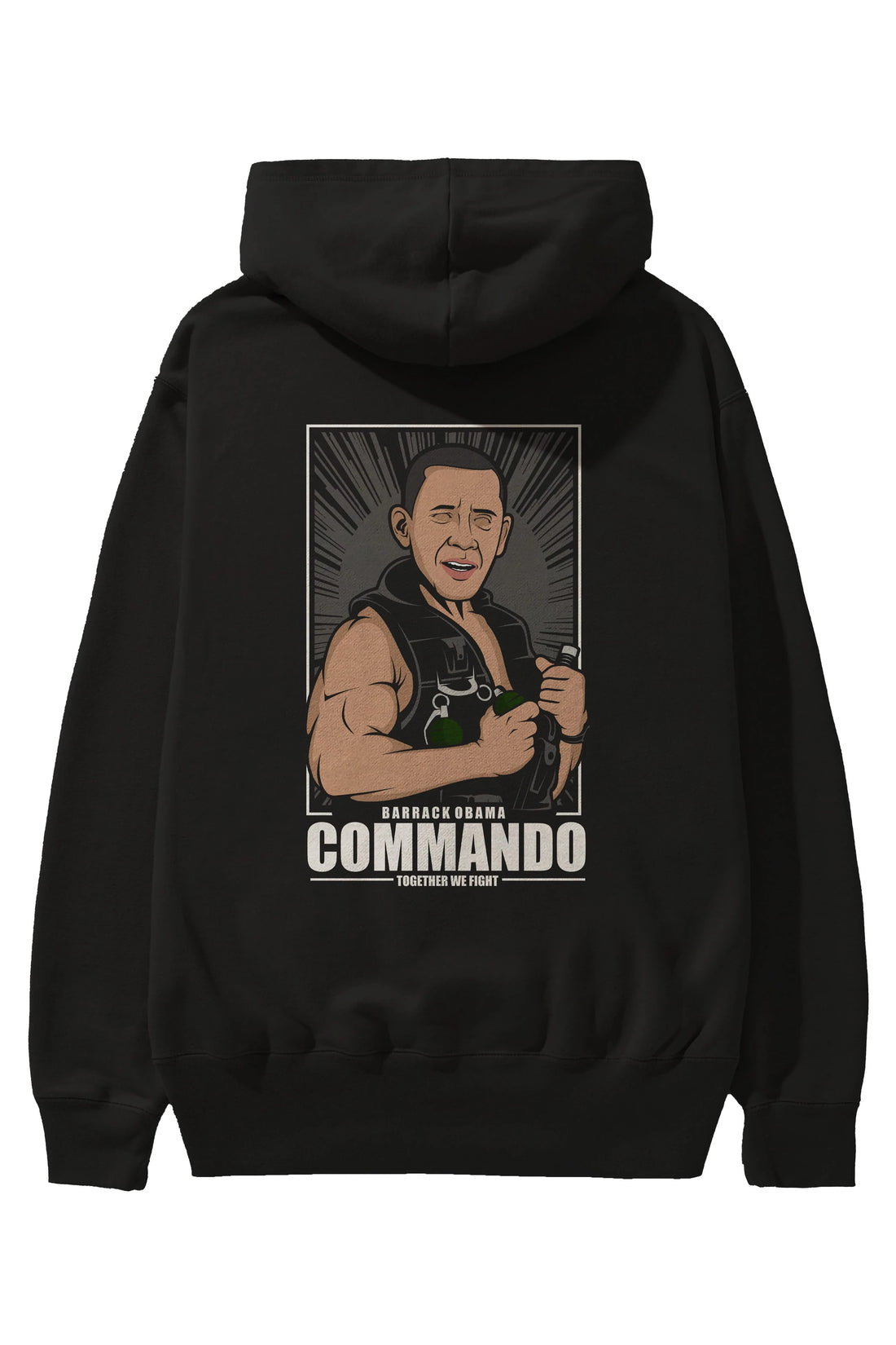 Obama Commando Arka Baskılı Hoodie Oversize Kapüşonlu Sweatshirt Erkek Kadın Unisex