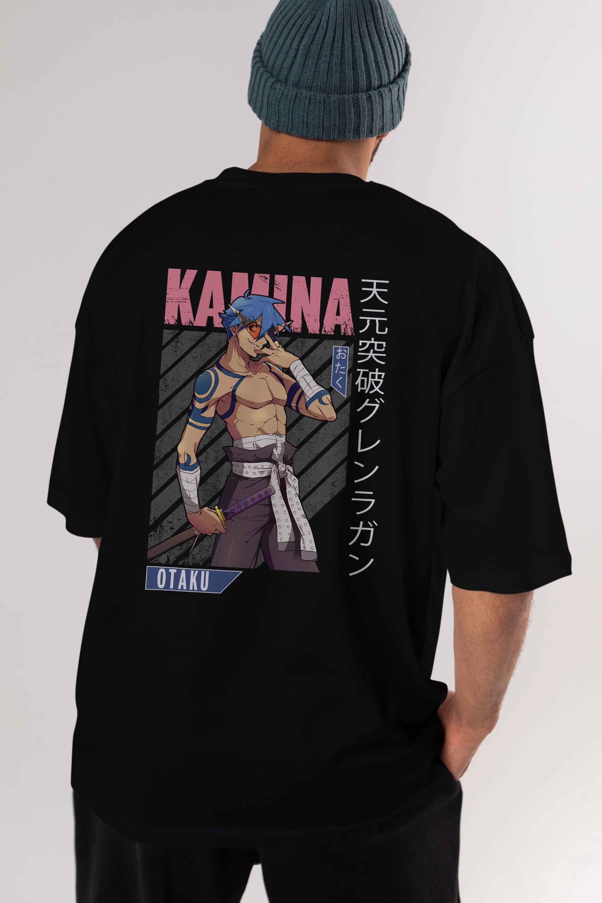 Kamina 5 Anime Arka Baskılı Oversize t-shirt Erkek Kadın Unisex